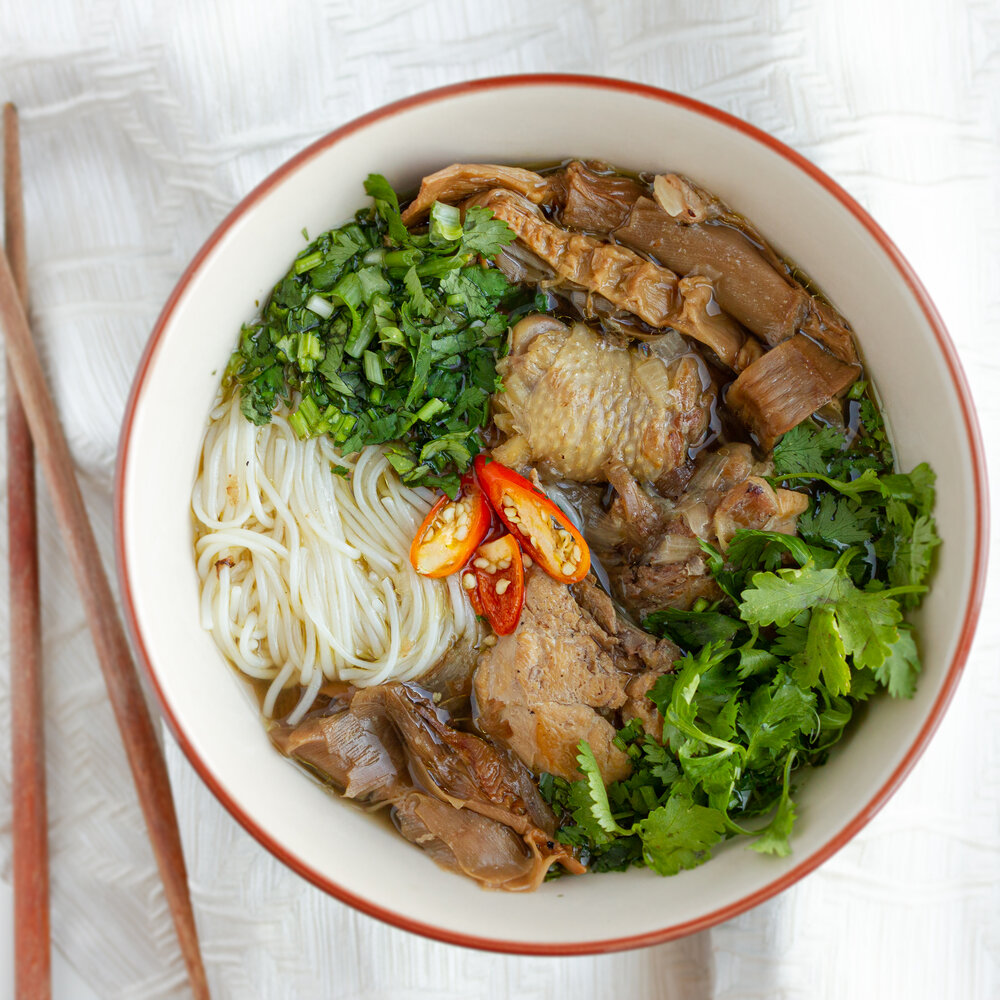 Vietnamese Chicken and Bamboo Noodle Soup (Bun Mang Ga)