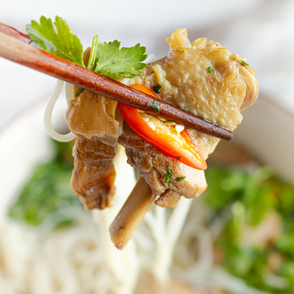Vietnamese Chicken and Bamboo Noodle Soup (Bun Mang Ga)
