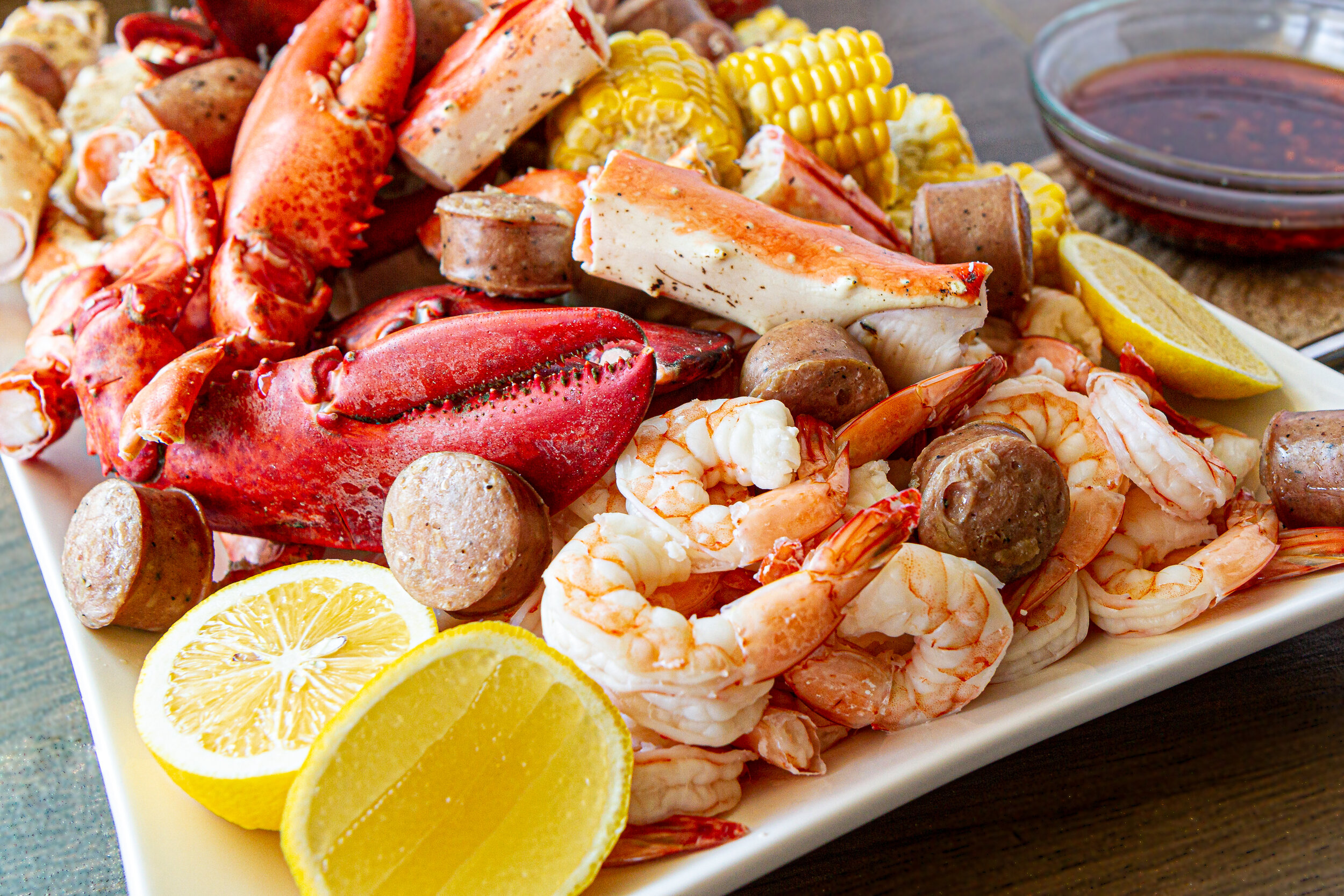 Seafood Boil with Red Spicy Garlic Butter Dipping Sauce — Vicky Pham