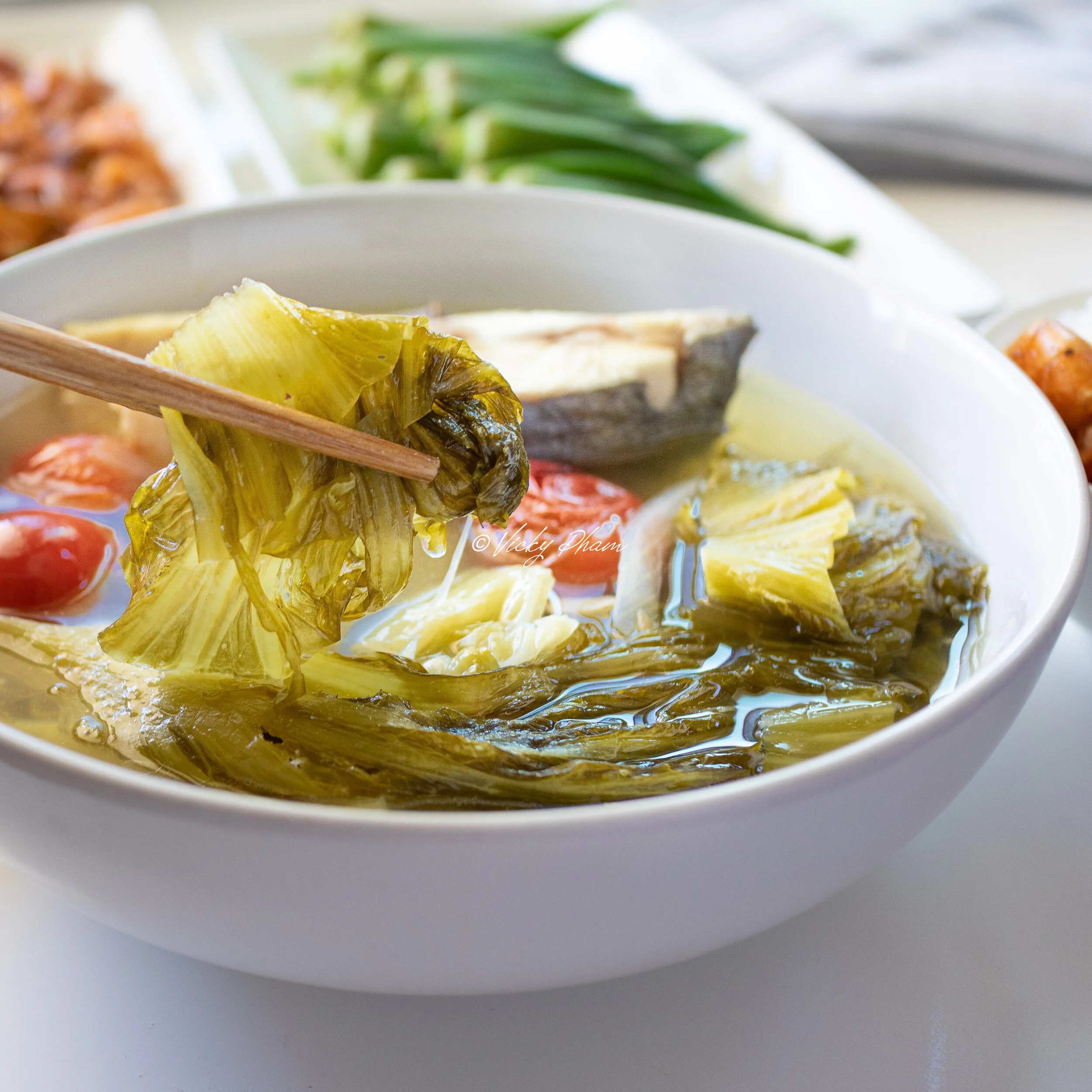 Vietnamese Fish Soup with Pickled Mustard Green (Canh Cá Nấu Dưa Chua