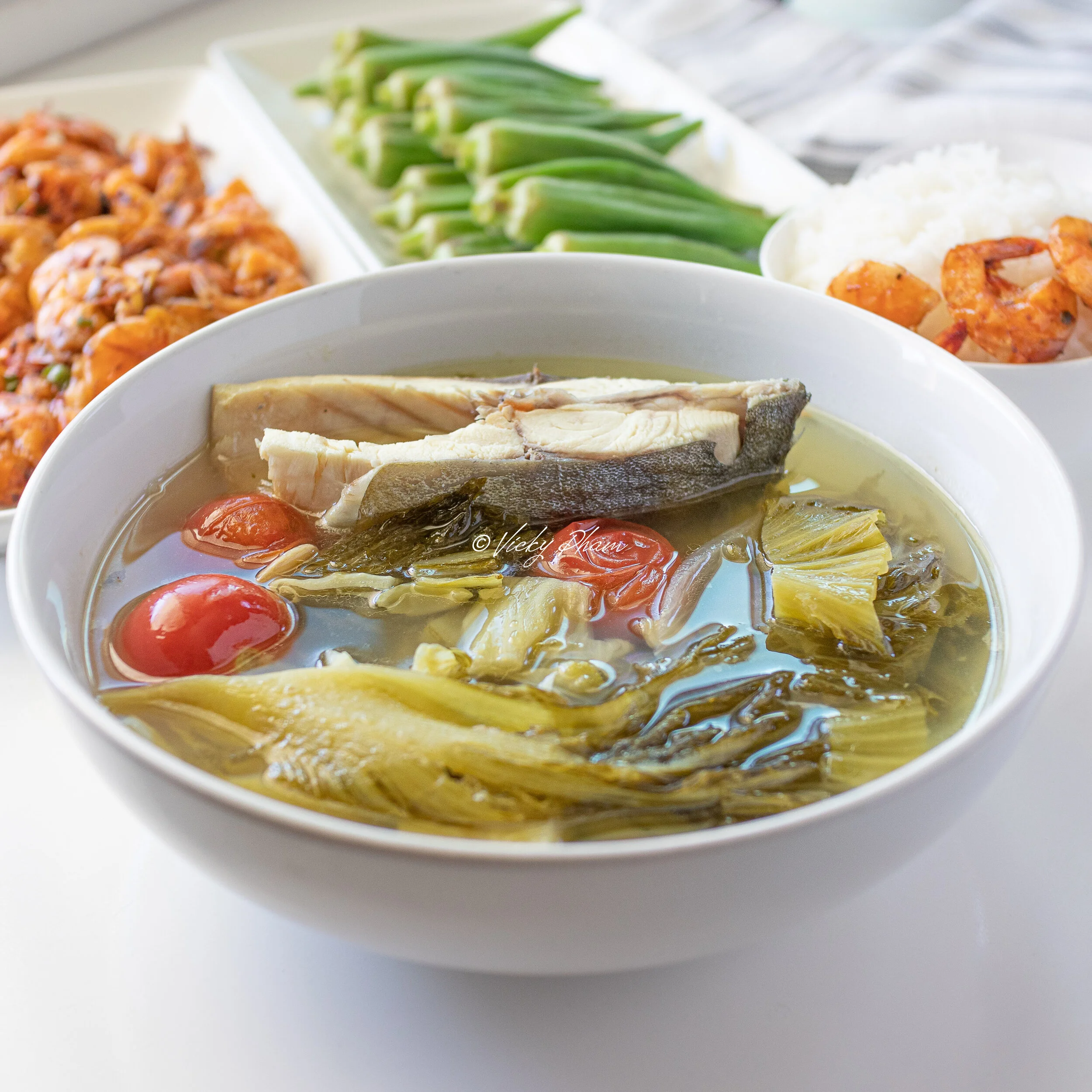 Vietnamese Fish Soup with Pickled Mustard Green (Canh Cá Nấu Dưa Chua
