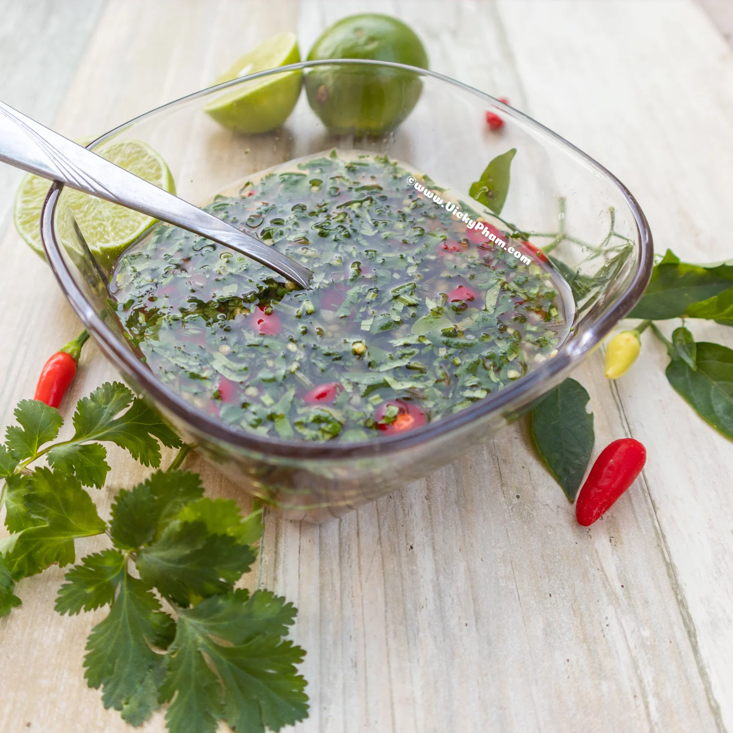 ThaiStyle Chili, Lime, Garlic and Cilantro Dipping Sauce for Seafood