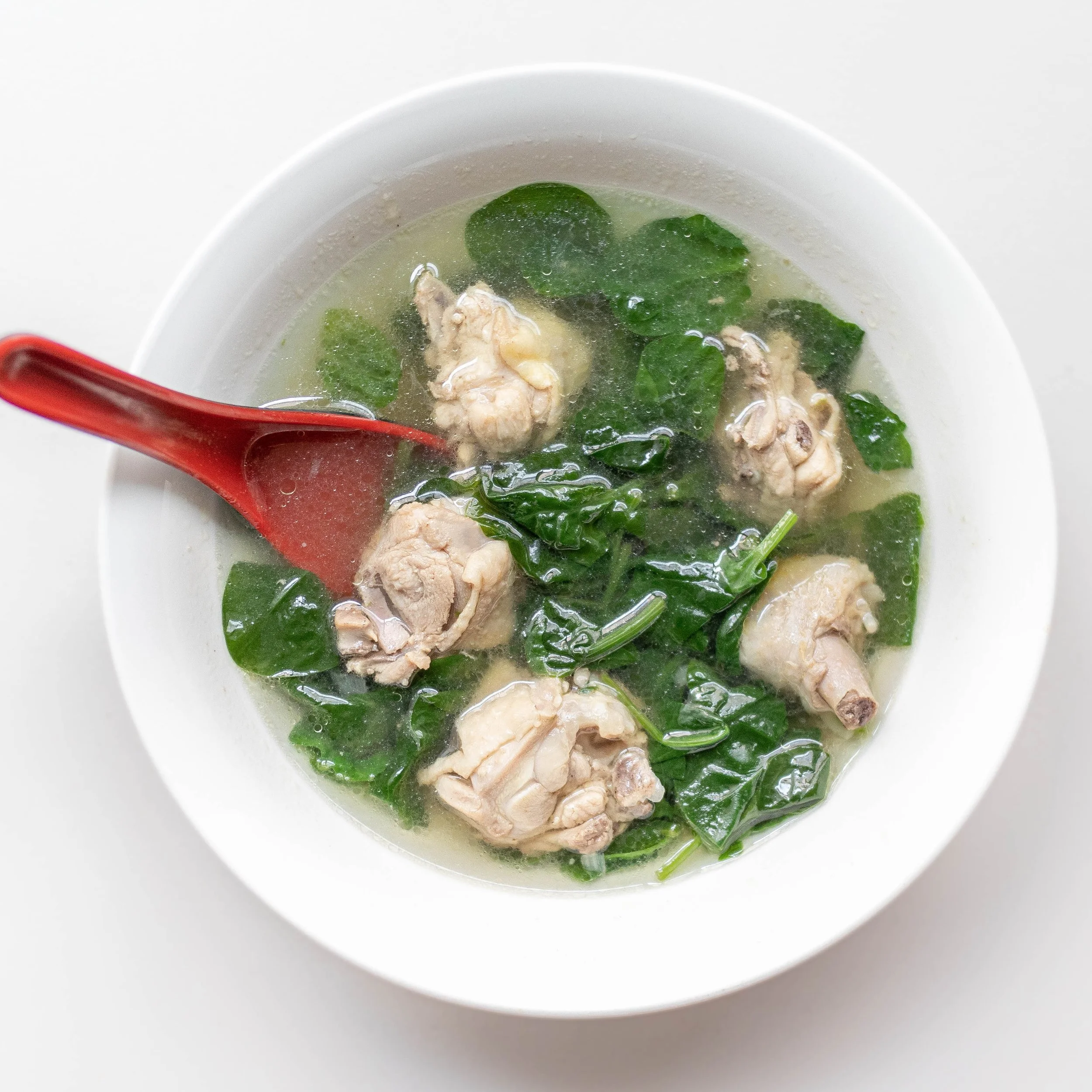 Vietnamese Chicken Soup with Baby Spinach (Canh Ga Nau Rau)