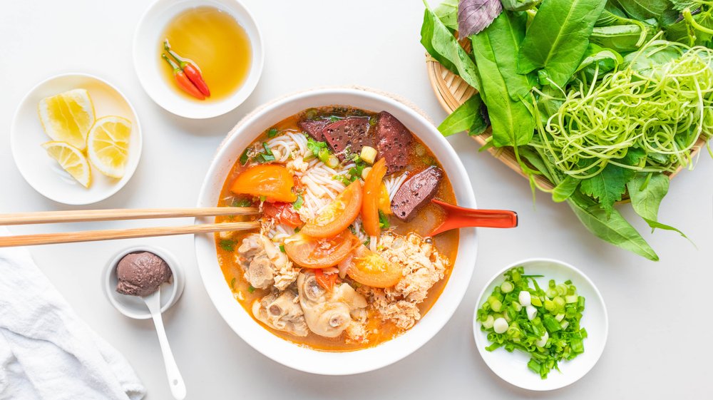 Vietnamese Crab, Shrimp, Pork & Tomato Noodle Soup (bun rieu from scratch recipe)