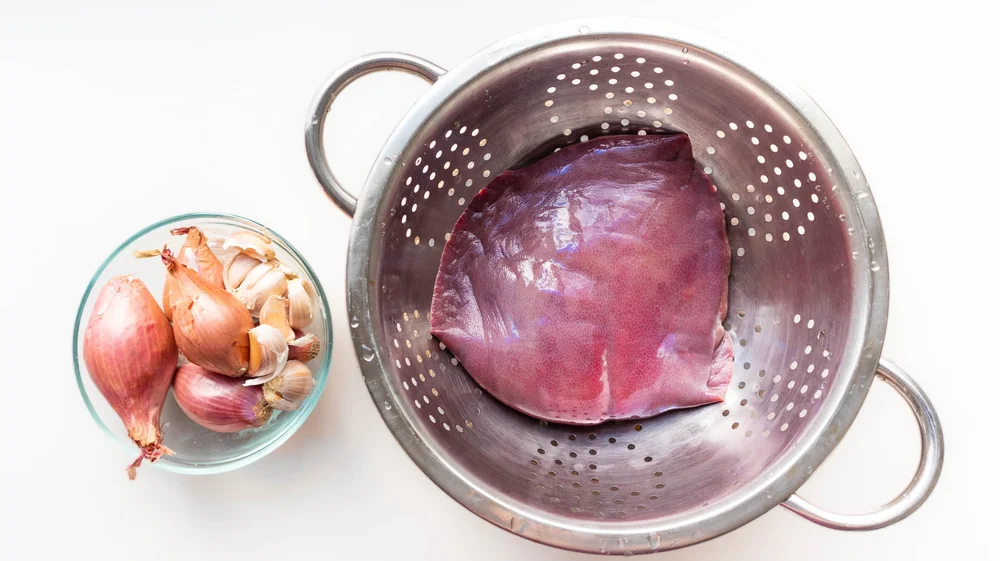 shallots garlic and raw pork liver
