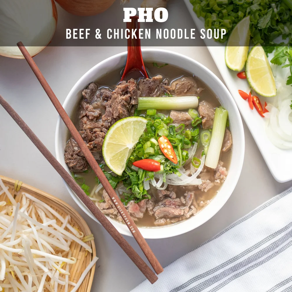 Pho Ga Pho Bo (Vietnamese Beef and Chicken Noodle Soup)