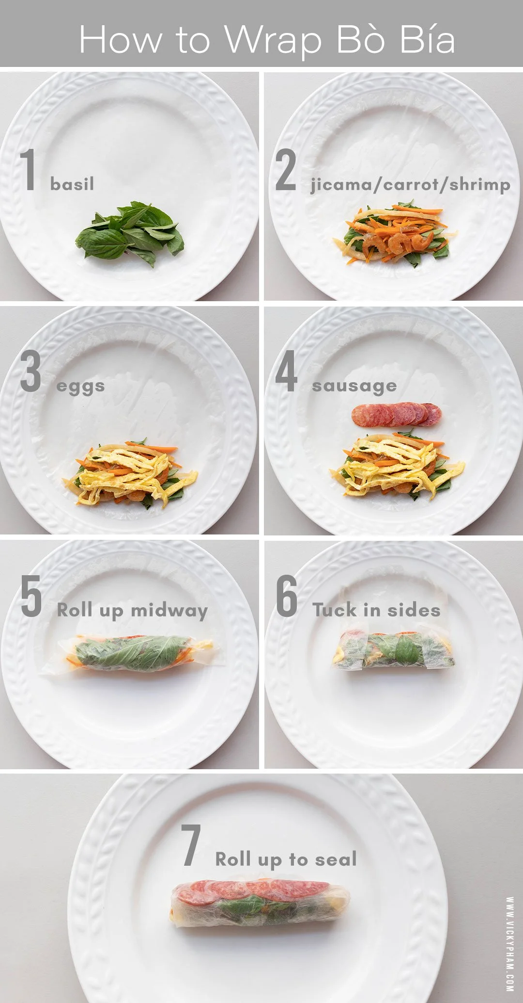 Vietnamese Jicama, Carrot, Egg & Chinese Sausage Spring Rolls (Bo Bia