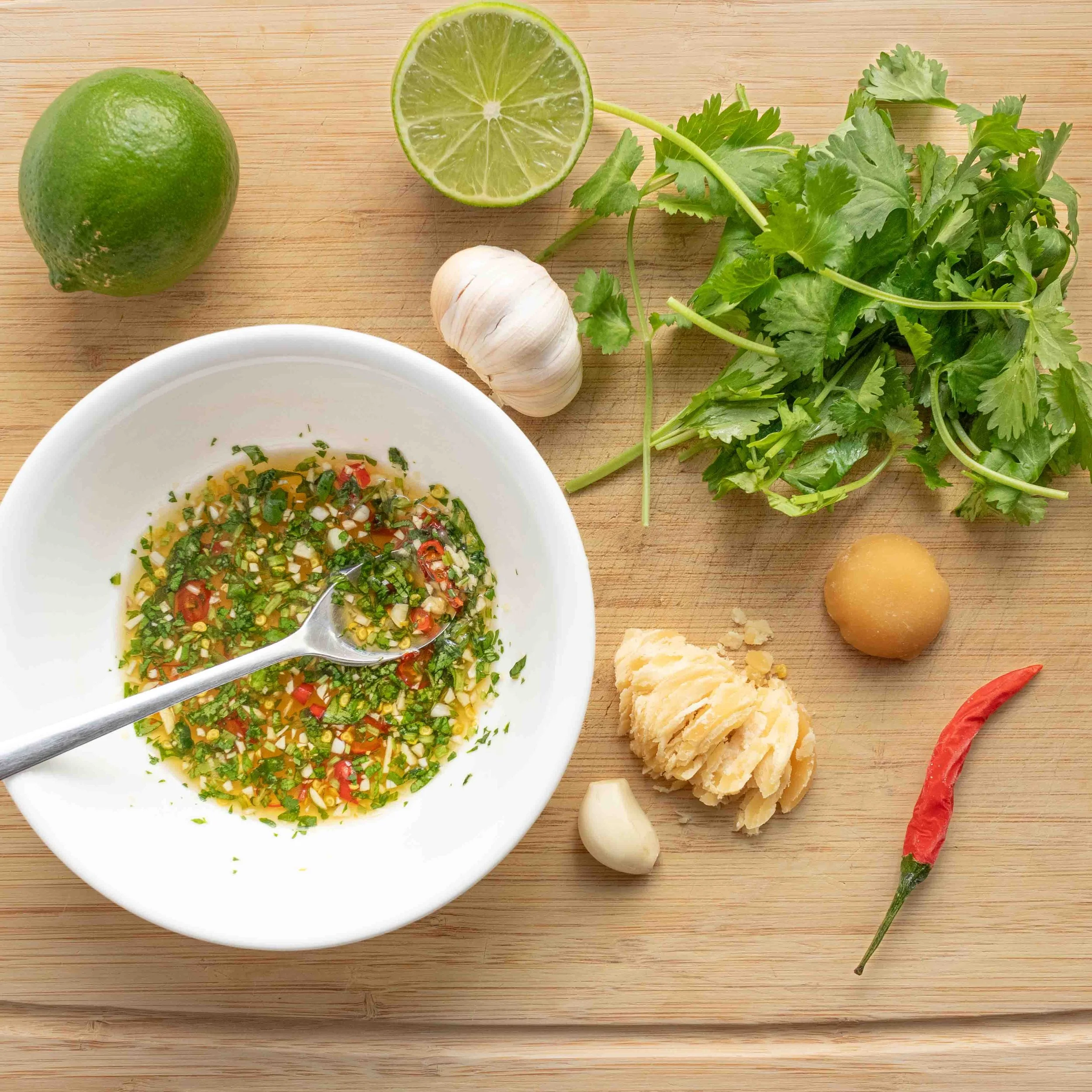 Thaistyle Raw Fish Sashimi Salad with Spicy Fish Sauce Dressing