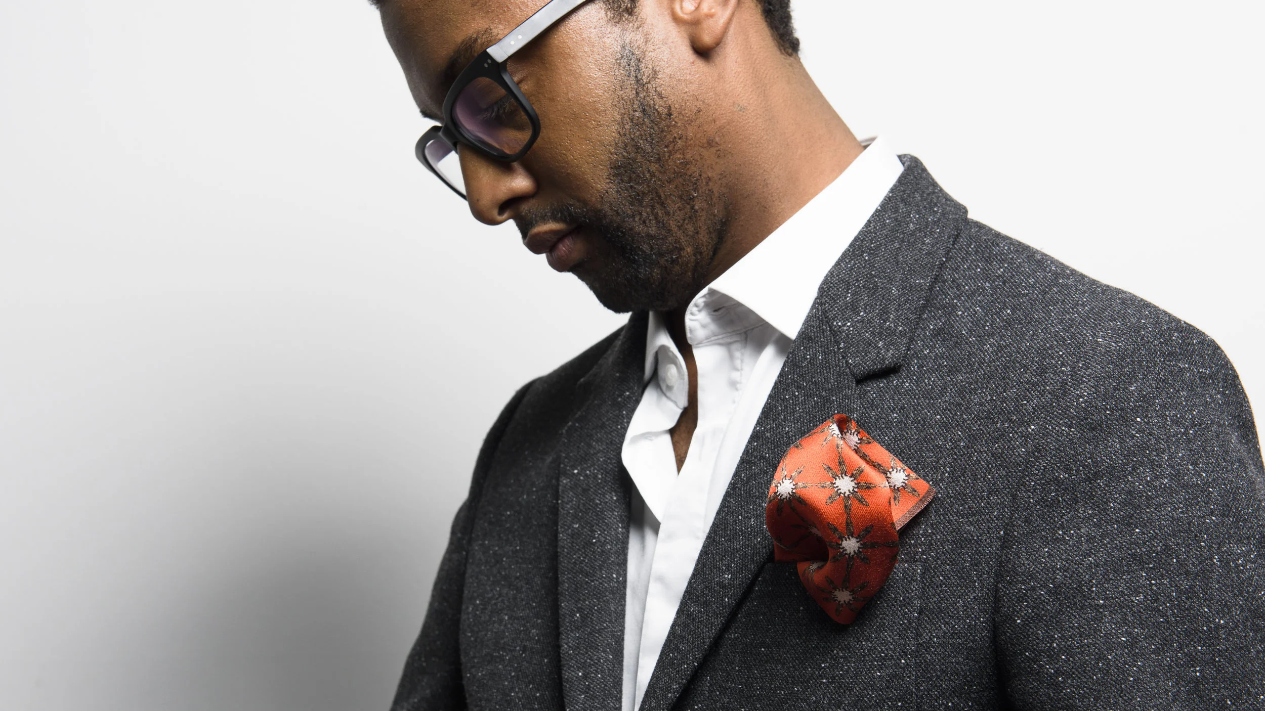 Fidelio Star Men's Pocket Square Titian Red