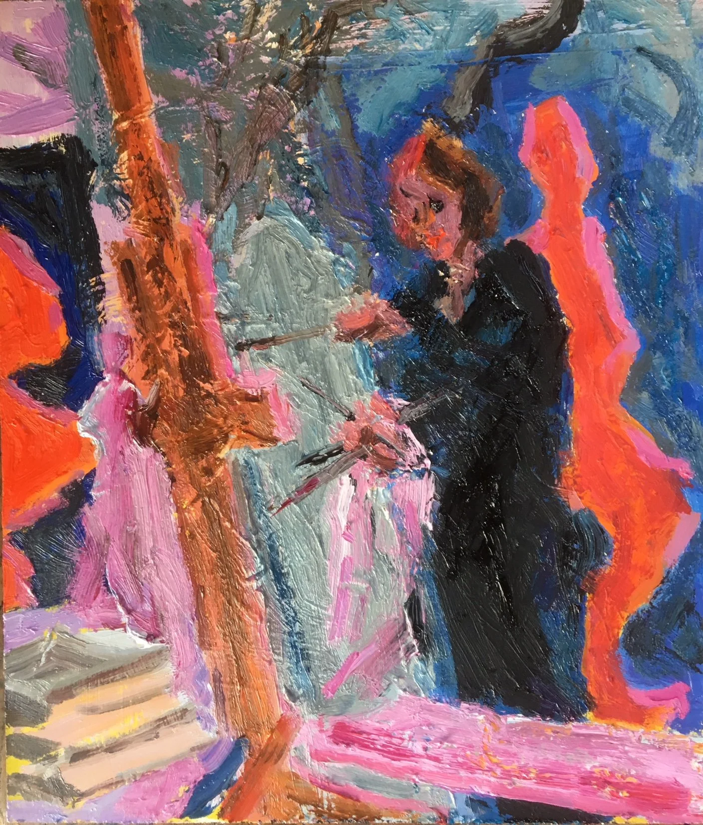Night Shift'my favorite books'oil on board 28x24 cms Available £1850