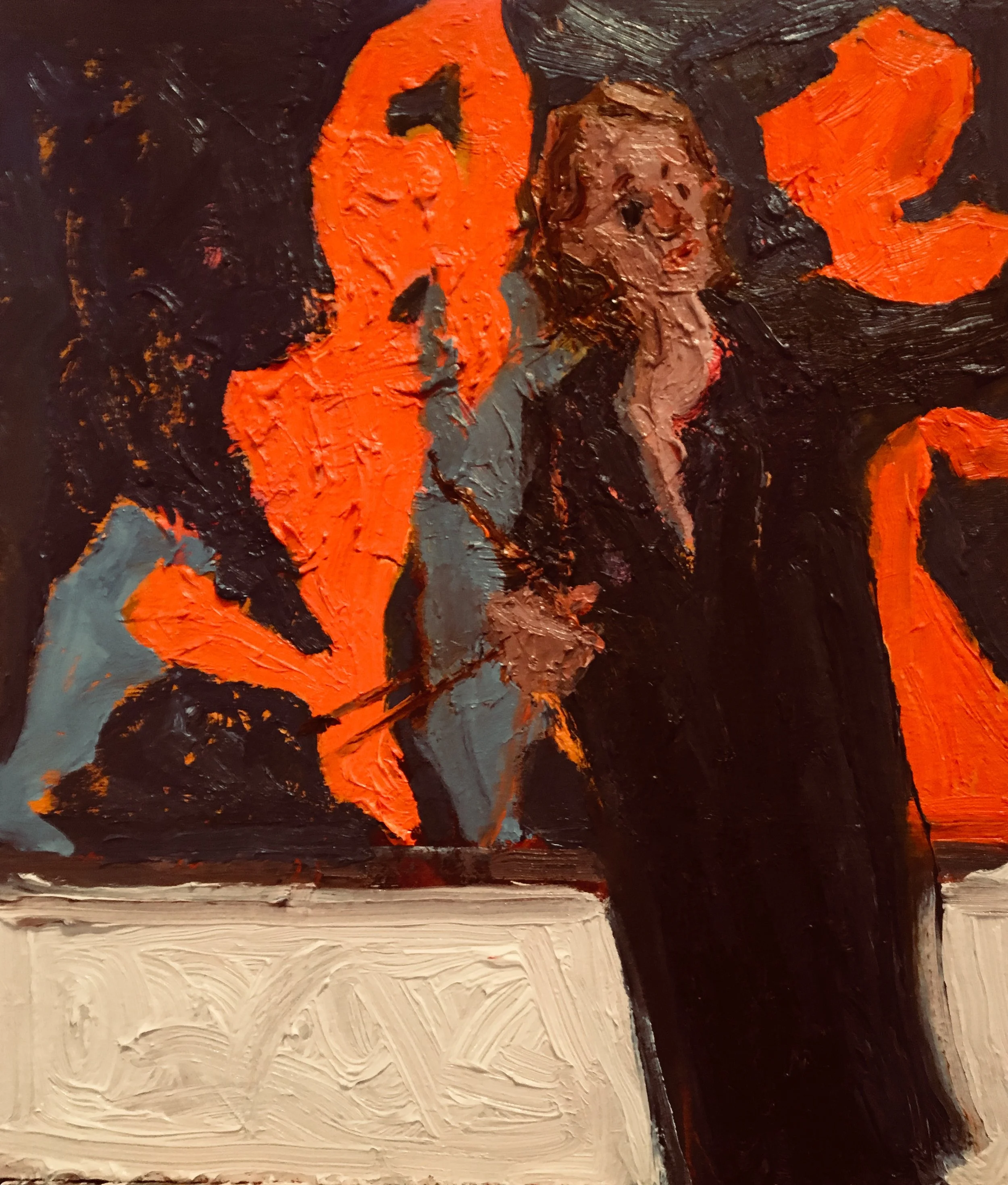 Night Shift Dancing with Fran 4 Oil on Gessoed board 28x24cms Available £1850