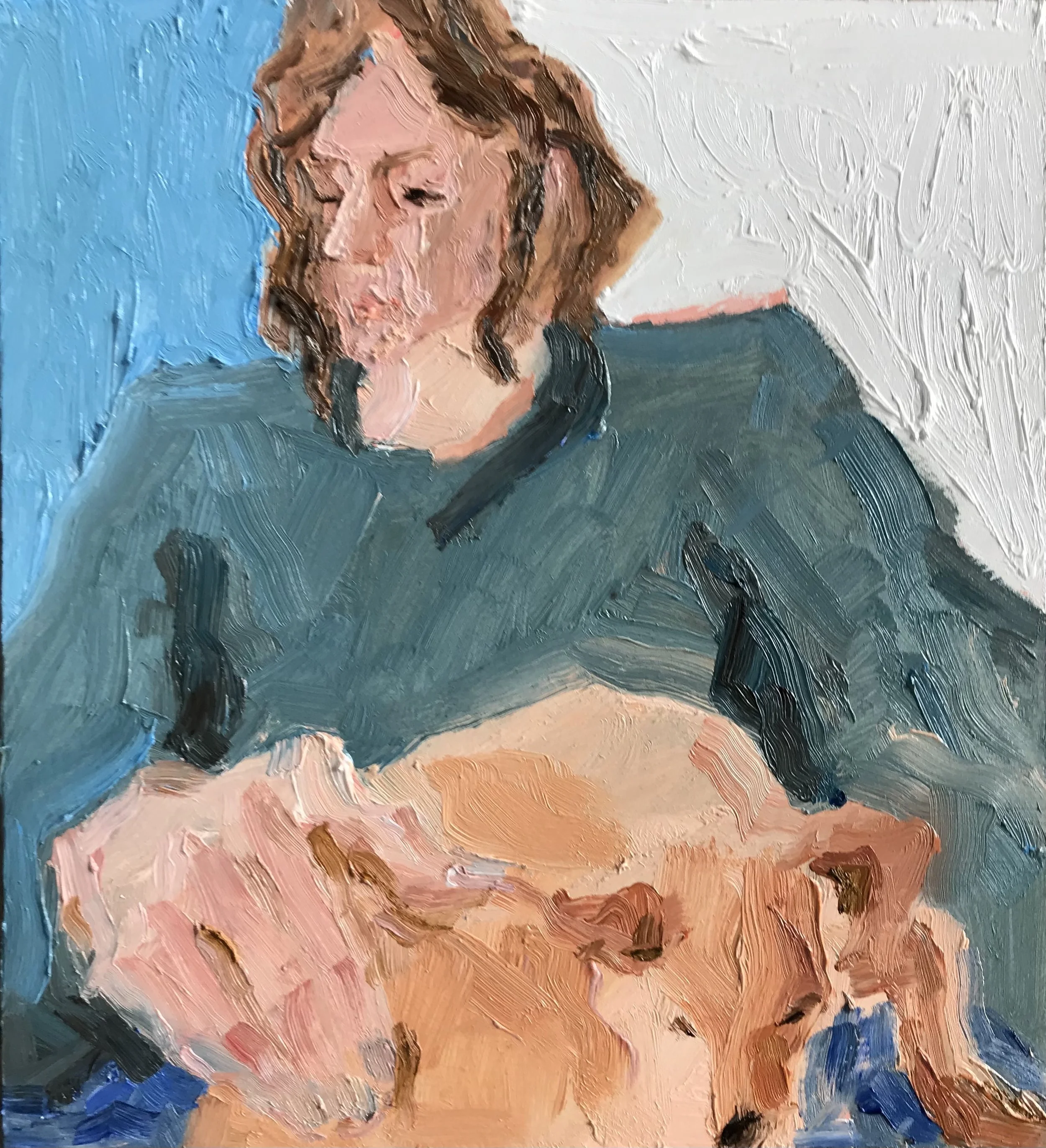 Quick Portrait Oil on Gessoed Board 28x24cms NA