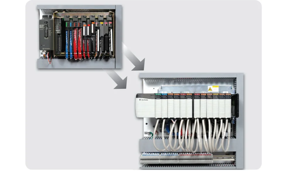Size comparison of PLC5 vs. ControlLogix