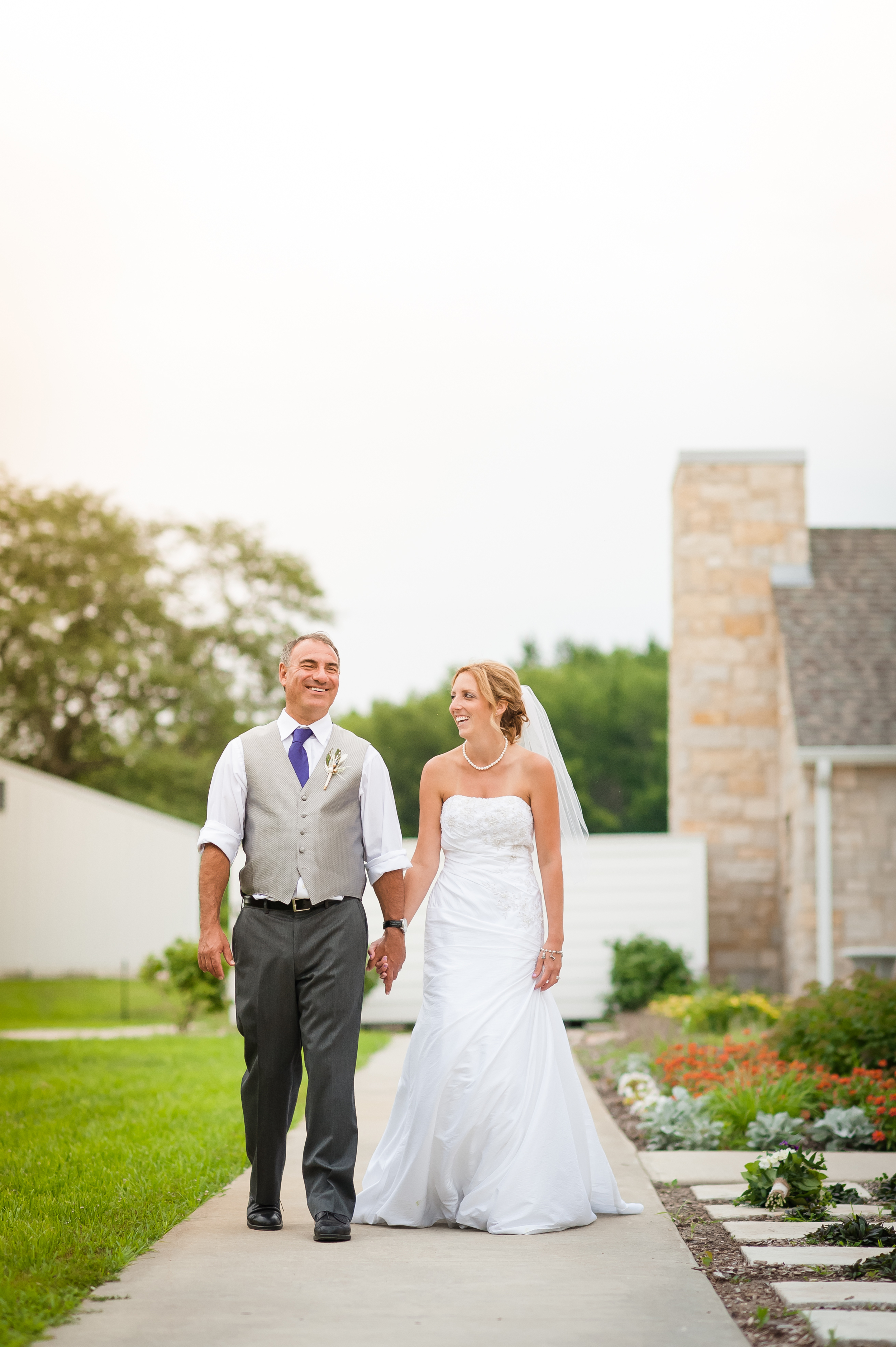 Wedding Couple walking outdoors