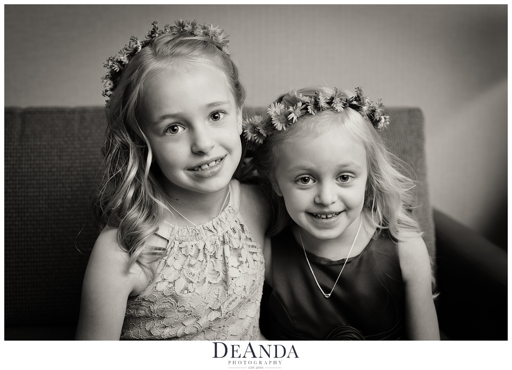 flower girls with flowers in their hair