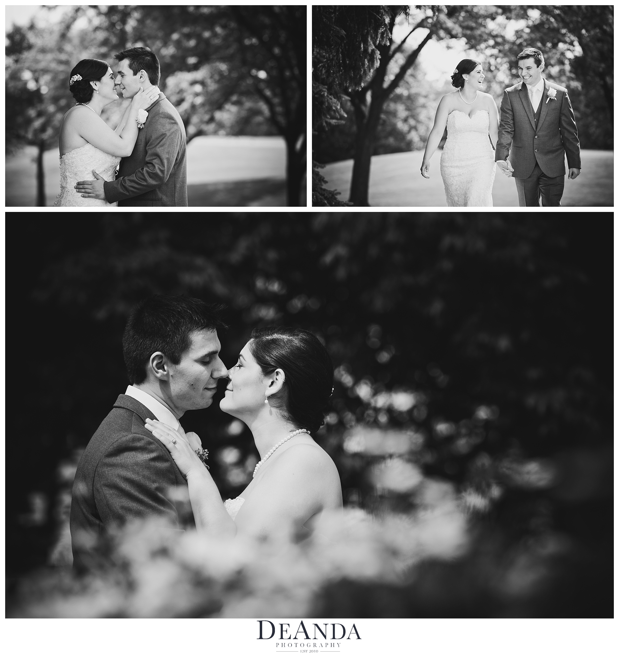 black and white images of bride and groom together