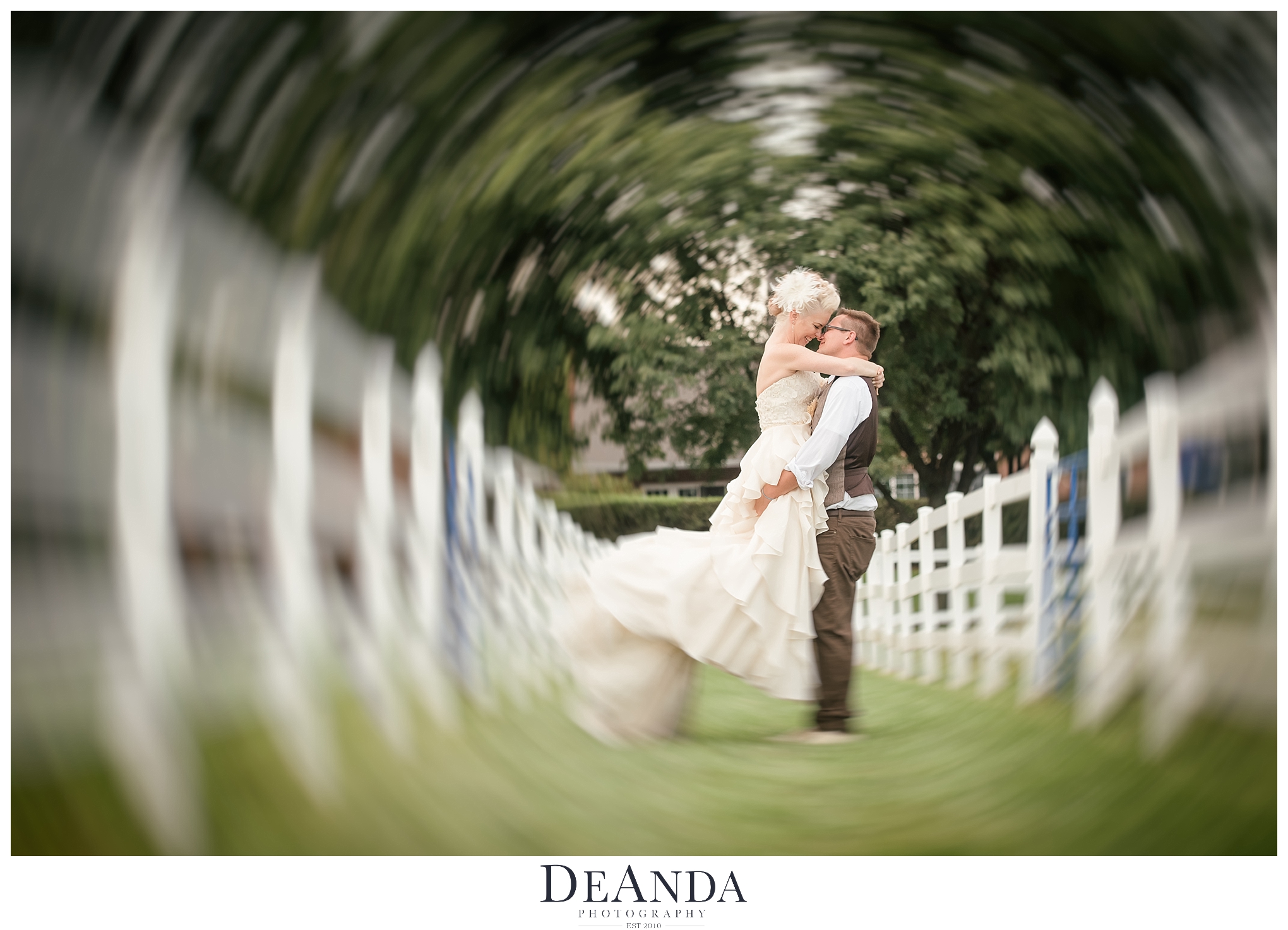 Wedding couple on farm