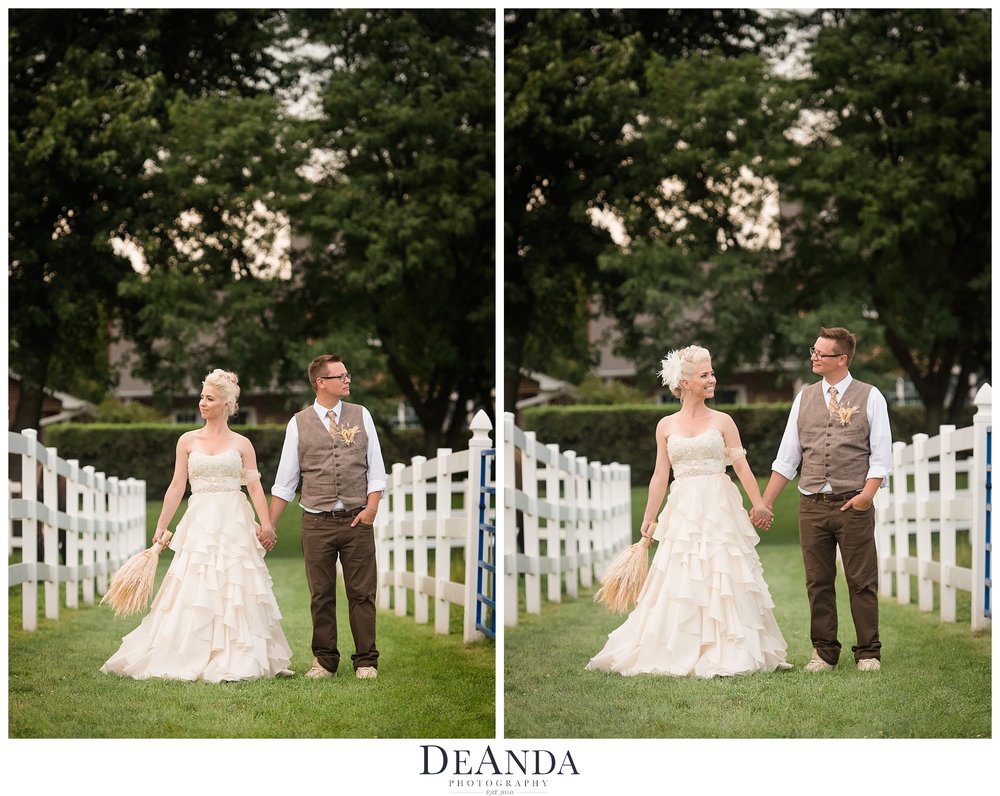 Wedding couple on farm