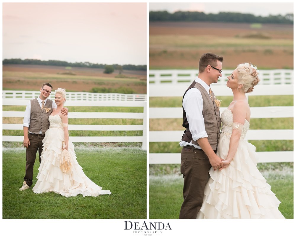Wedding couple on farm