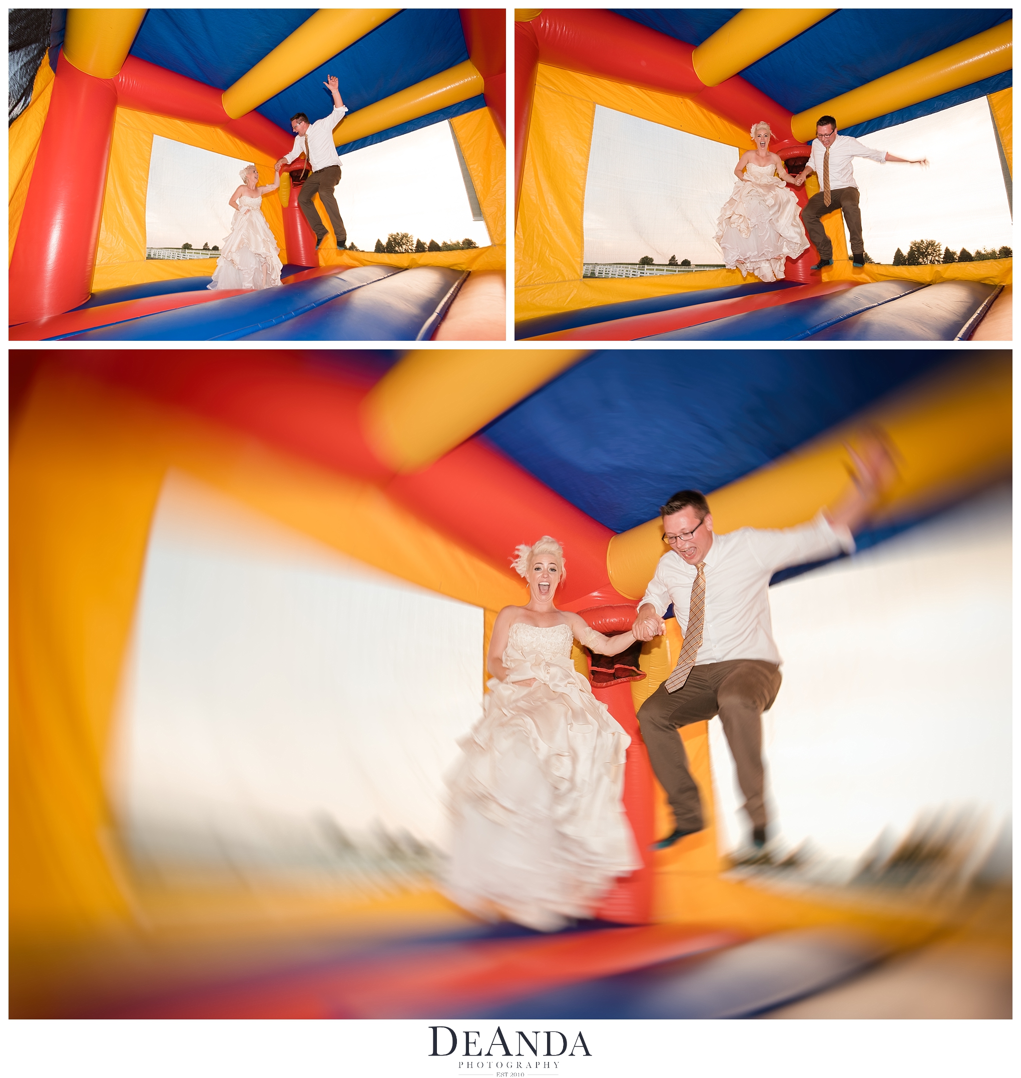 Bouncy House Wedding Couple