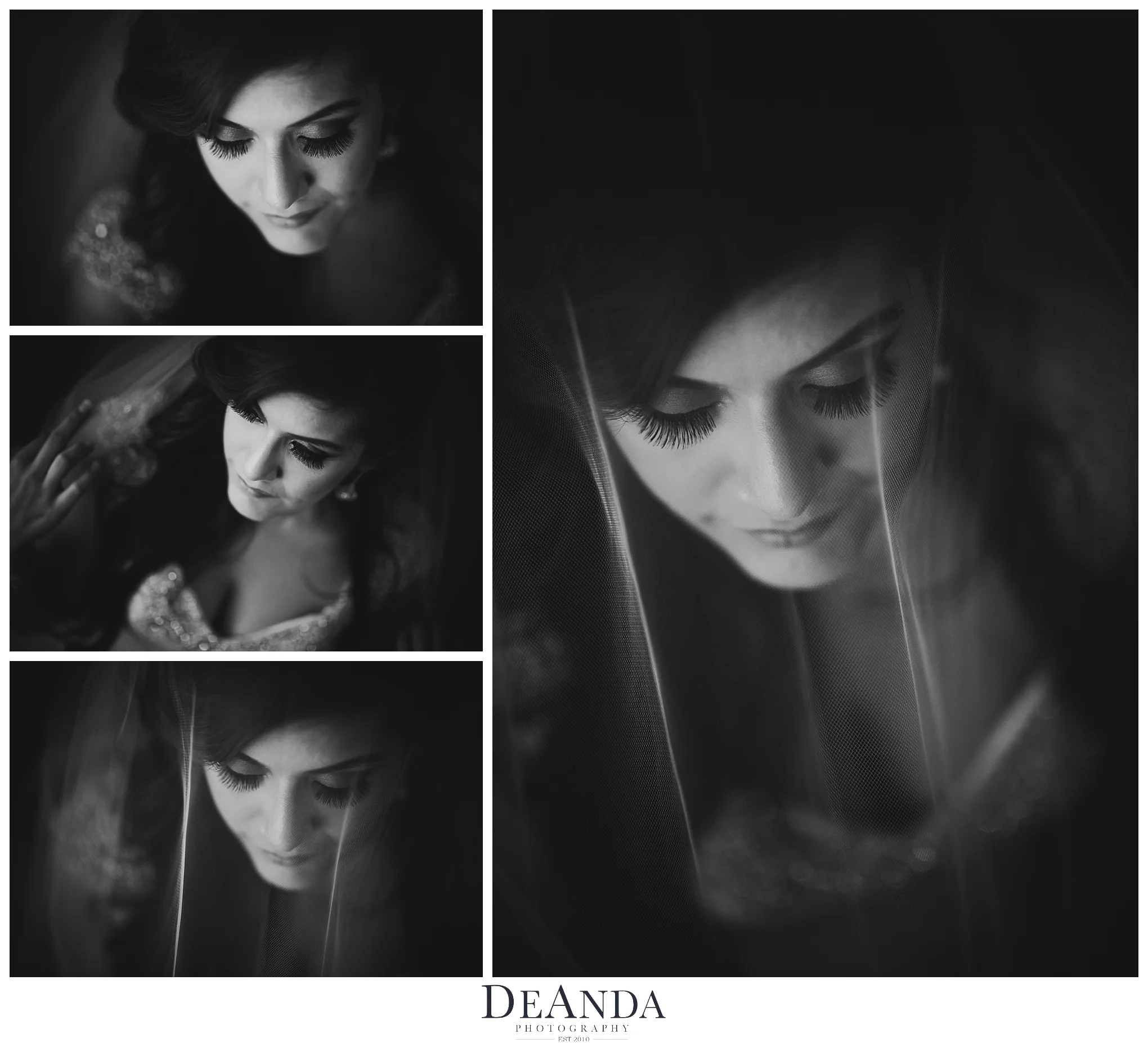 black and white bridal portraits