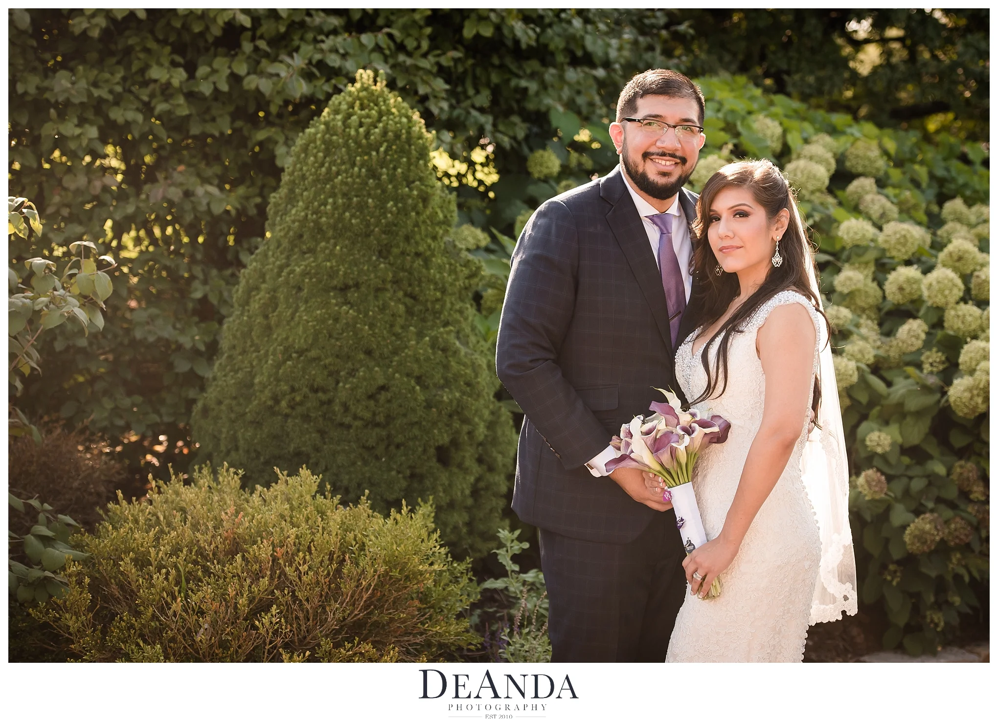 Bride and groom at silver lake in orland park