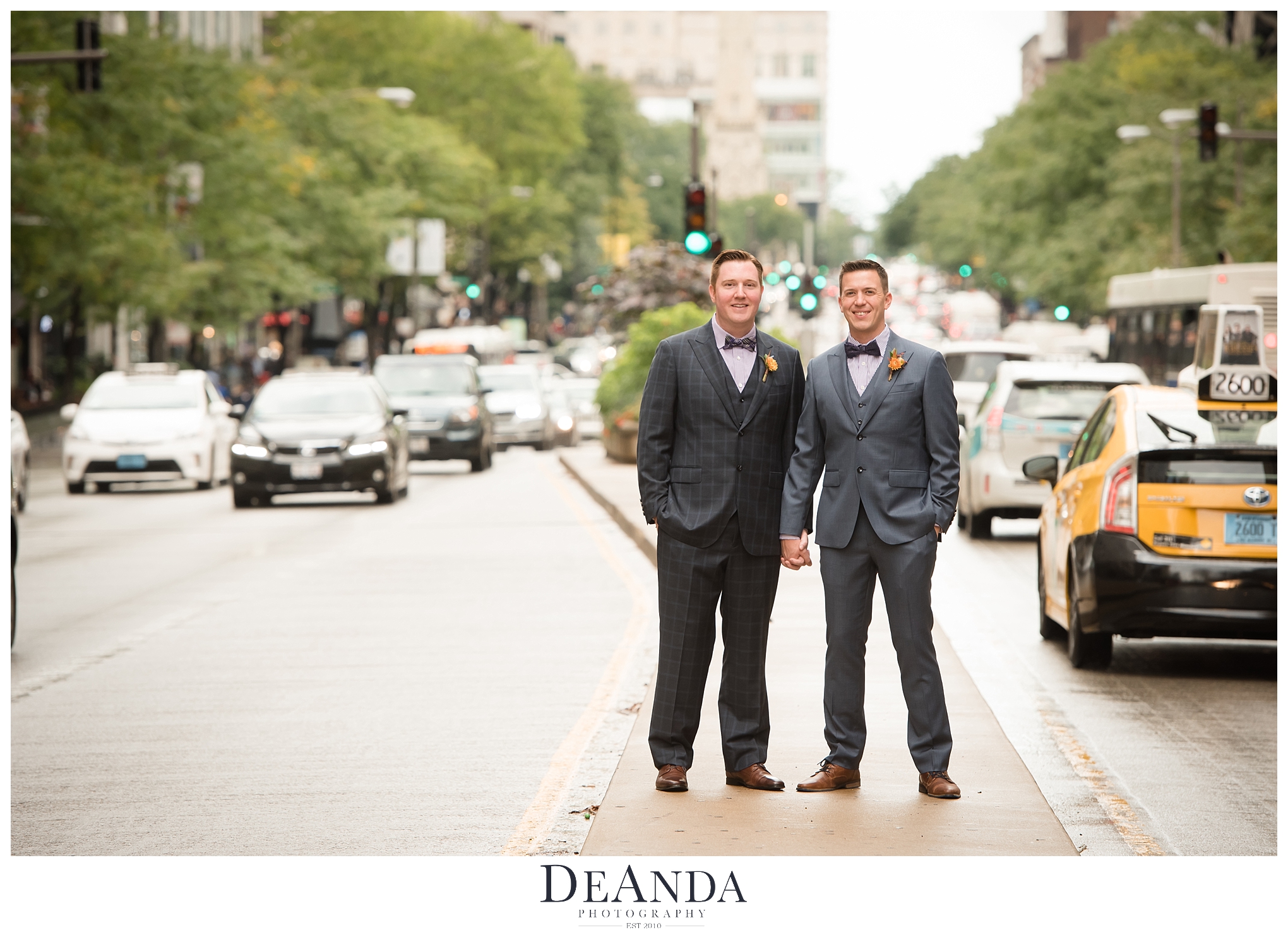 Gay Couple on wedding day in Chicago on median