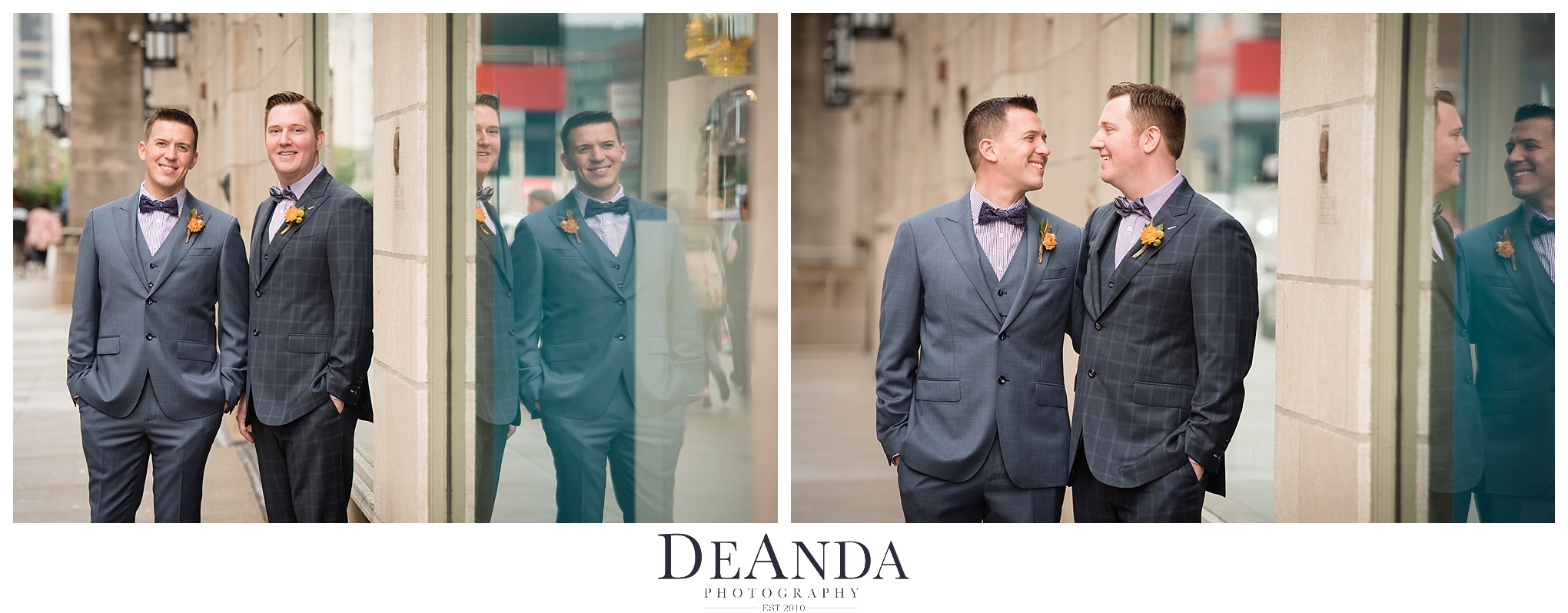 Grooms portraits in Chicago same sex wedding