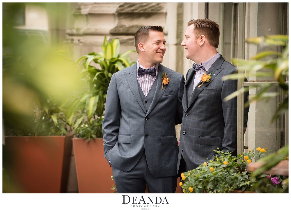 grooms on crown at tribune tower