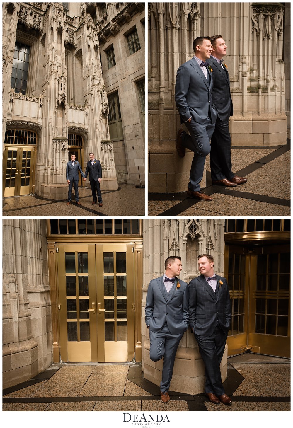 tribune tower groom wedding portraits