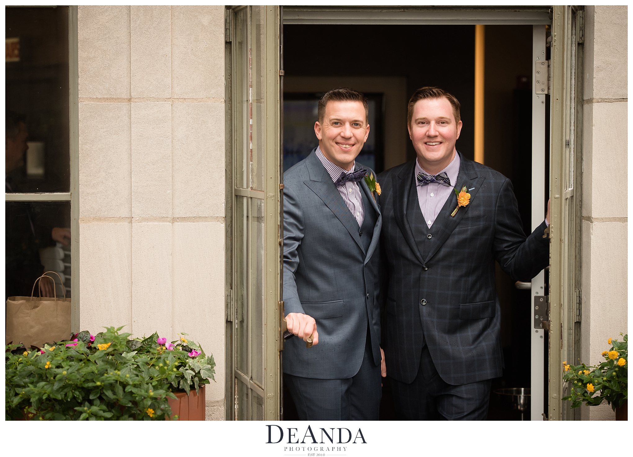 grooms on crown at tribune tower