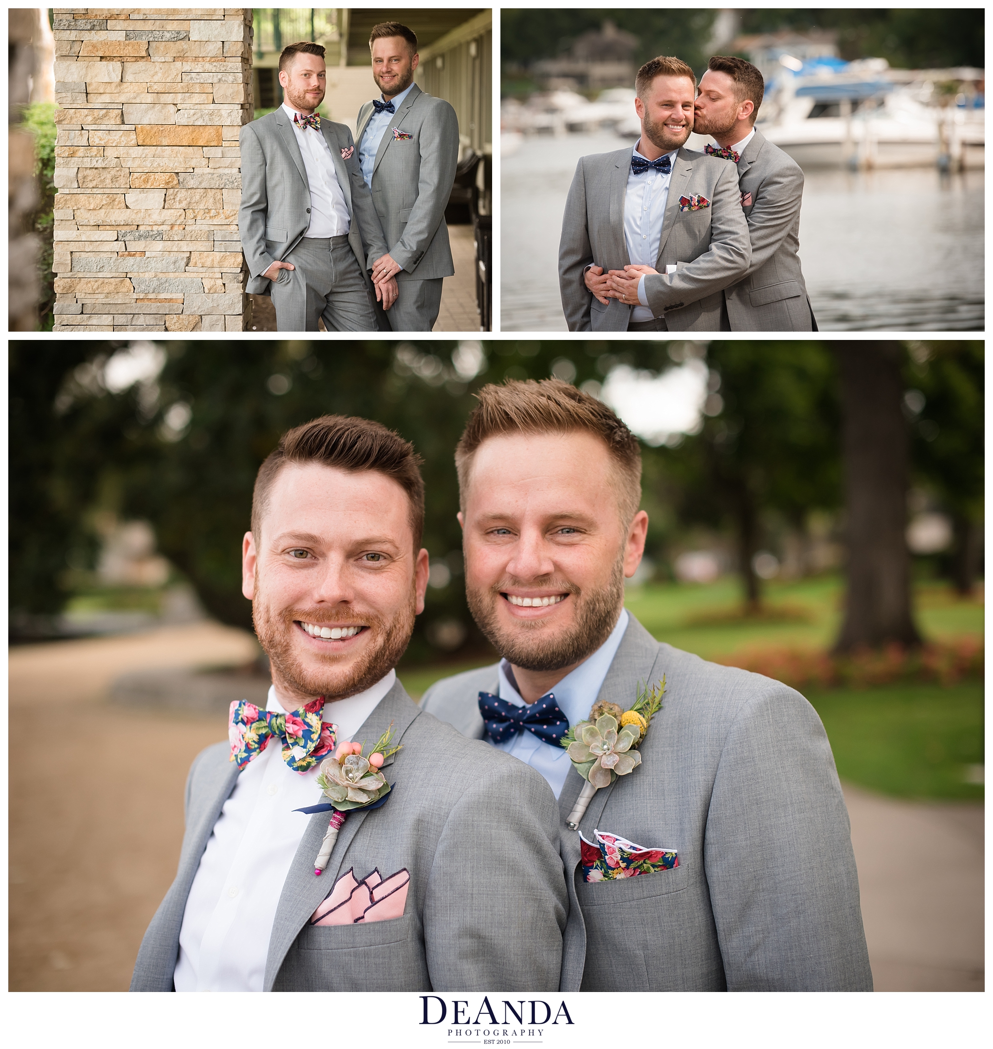 groom wedding portraits together, same sex couple