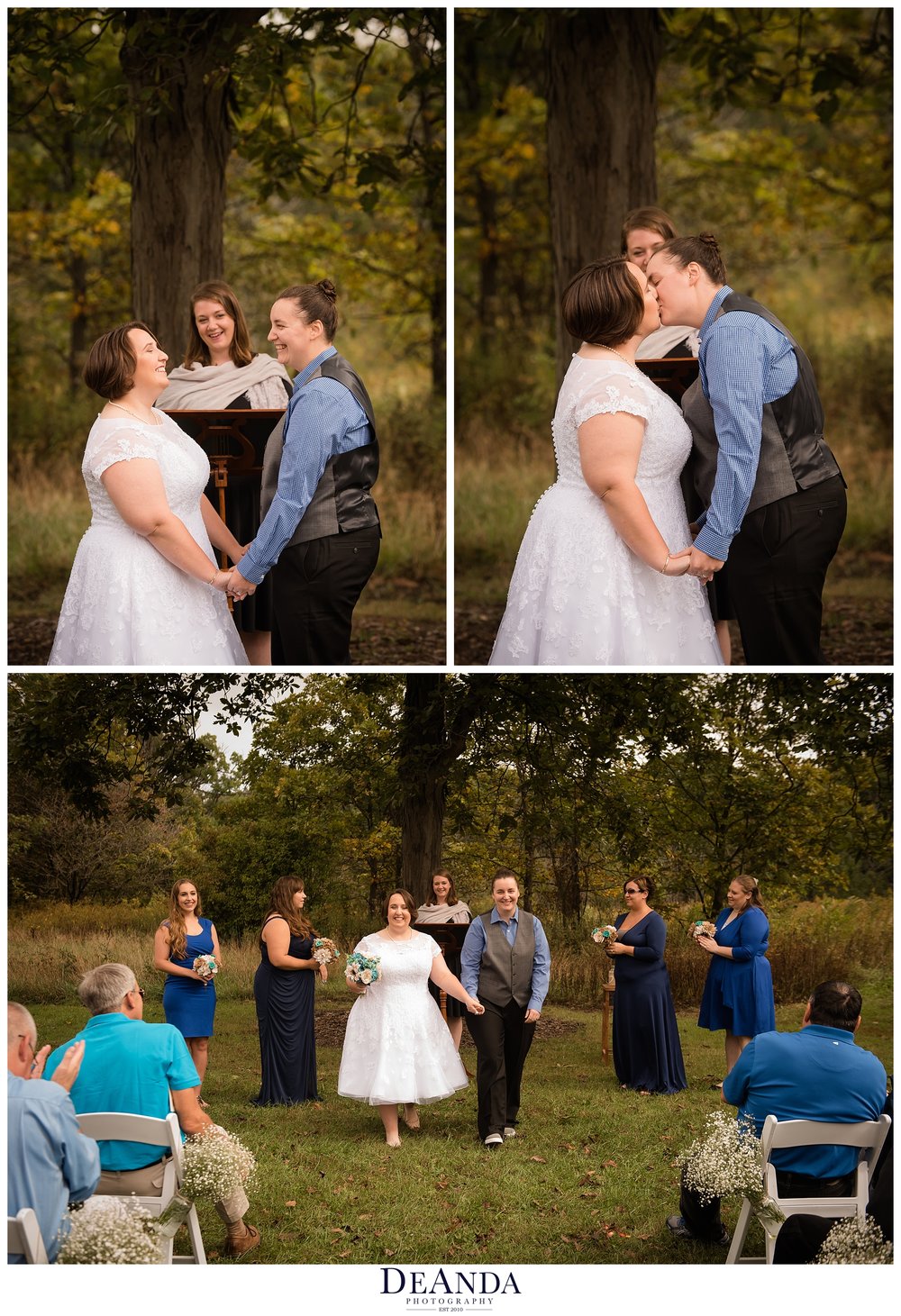 wedding of same sex couple in forest perserve in chicago