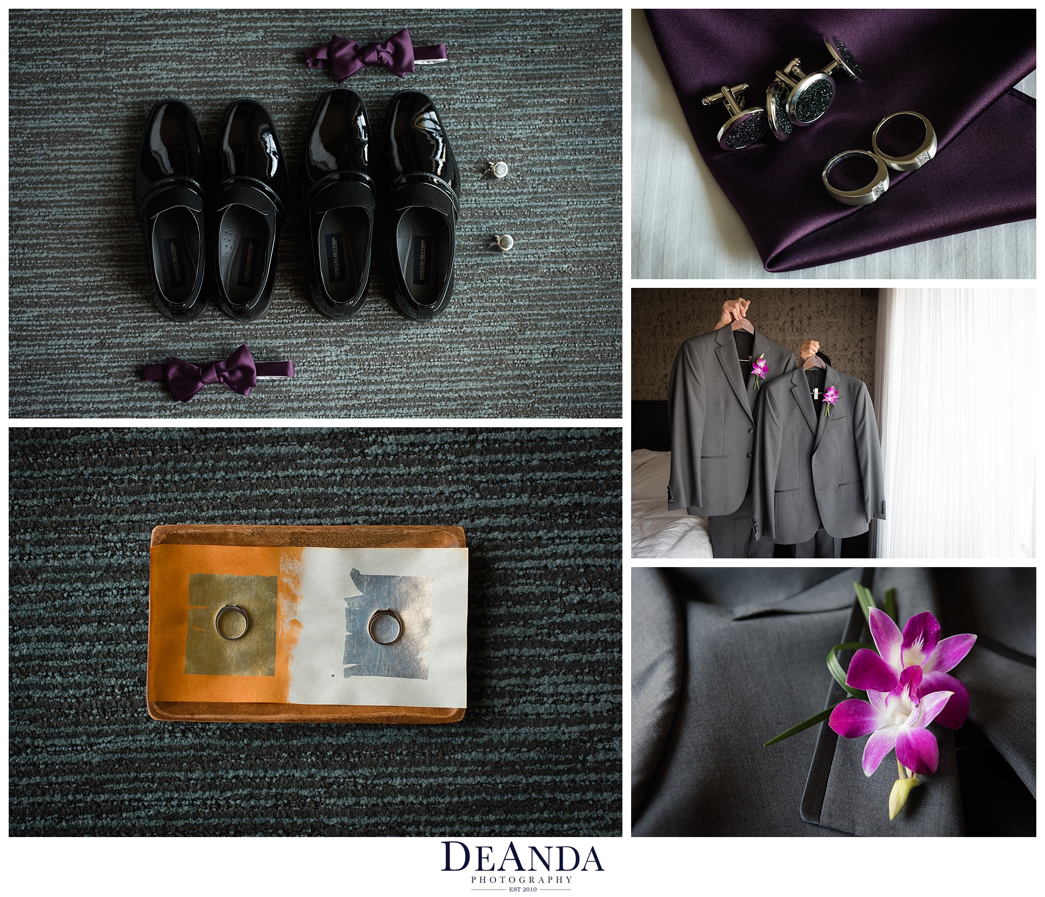 two grooms wedding details photographed together