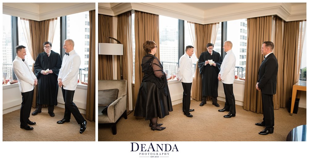 Same sex wedding at the gwen hotel in a suite