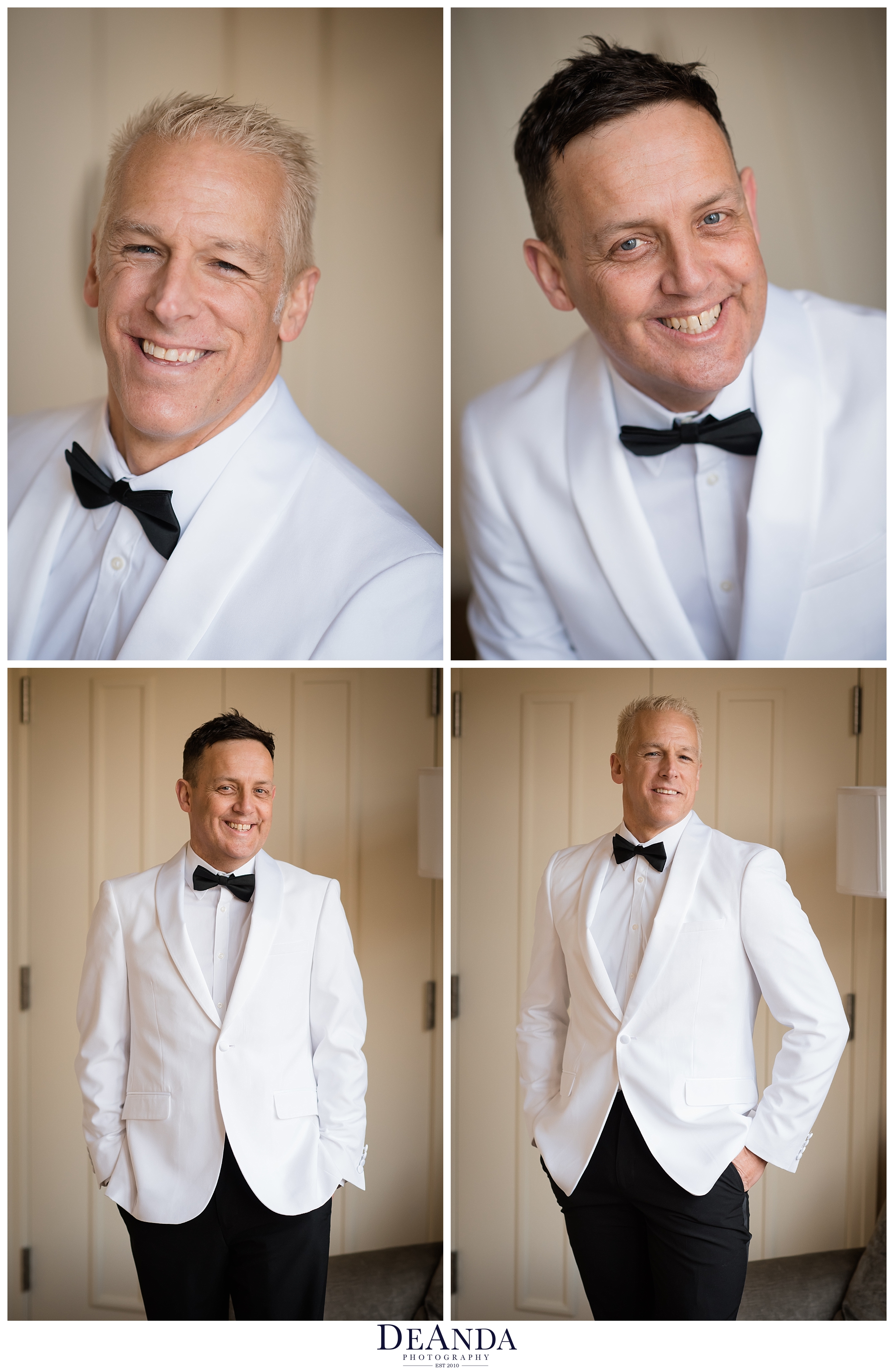 grooms portraits in white tux