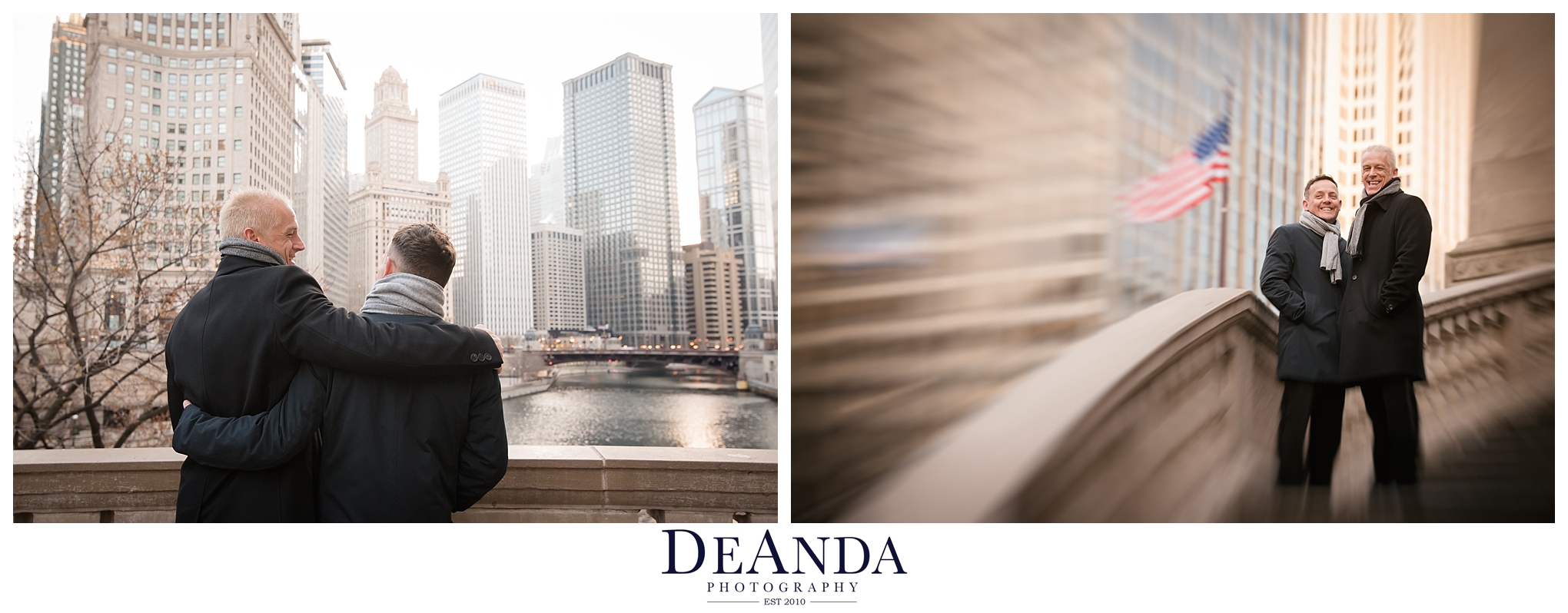 chicago riverwalk groom portraits