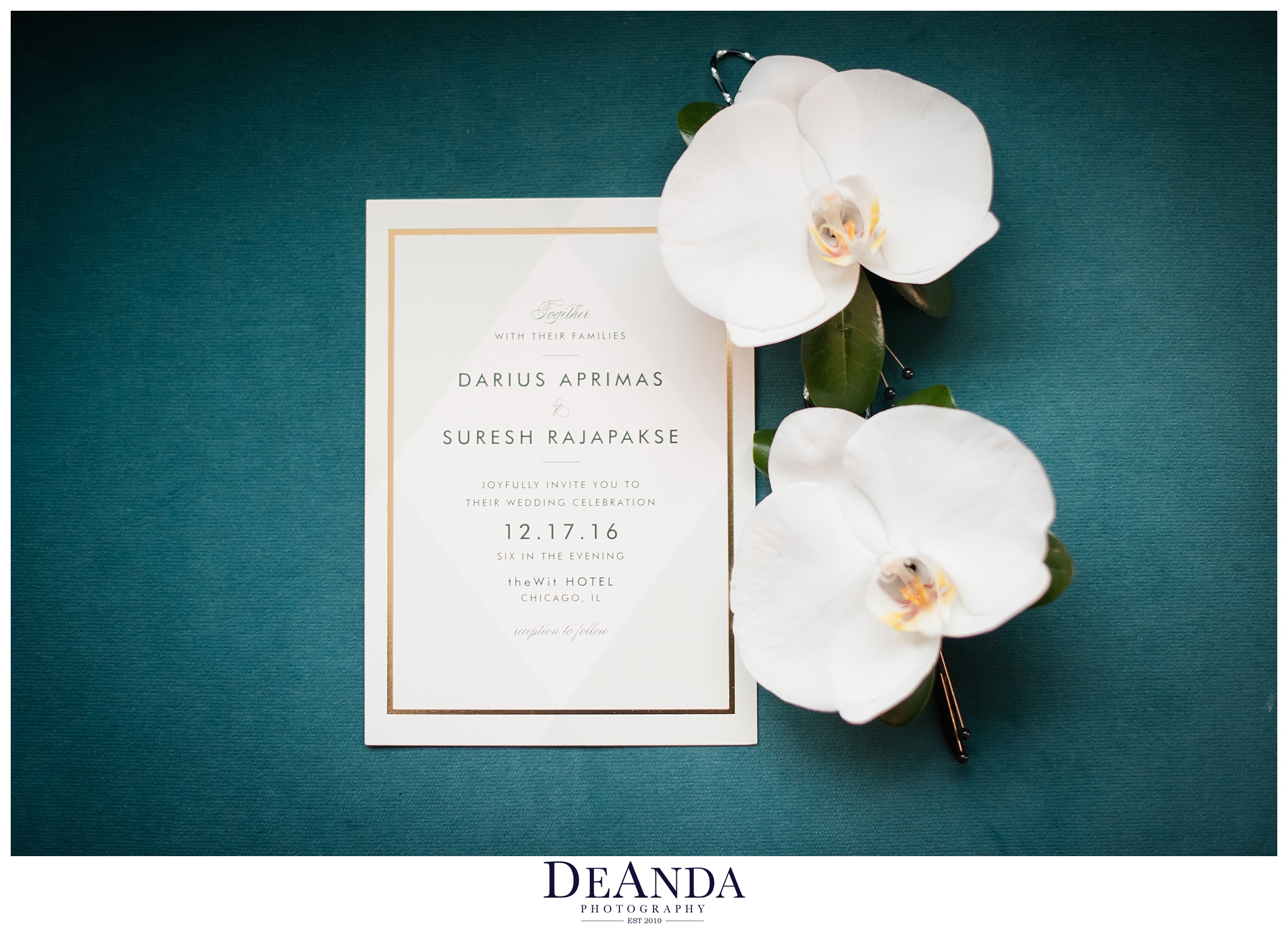 gay chicago wedding invitation with flowers