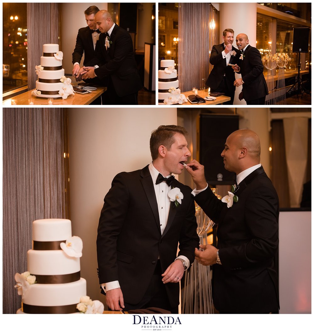 grooms cake cut at the wit chicago