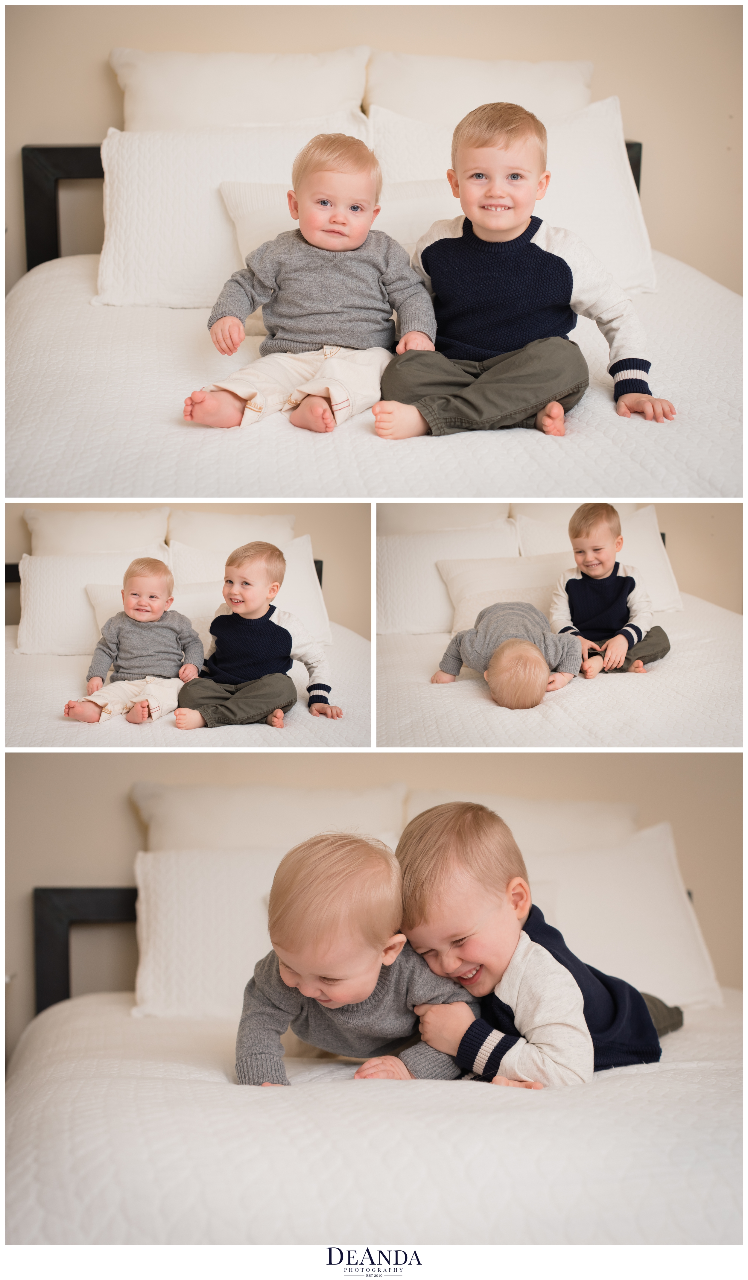 1 year old lifestyle portraits in home with brother