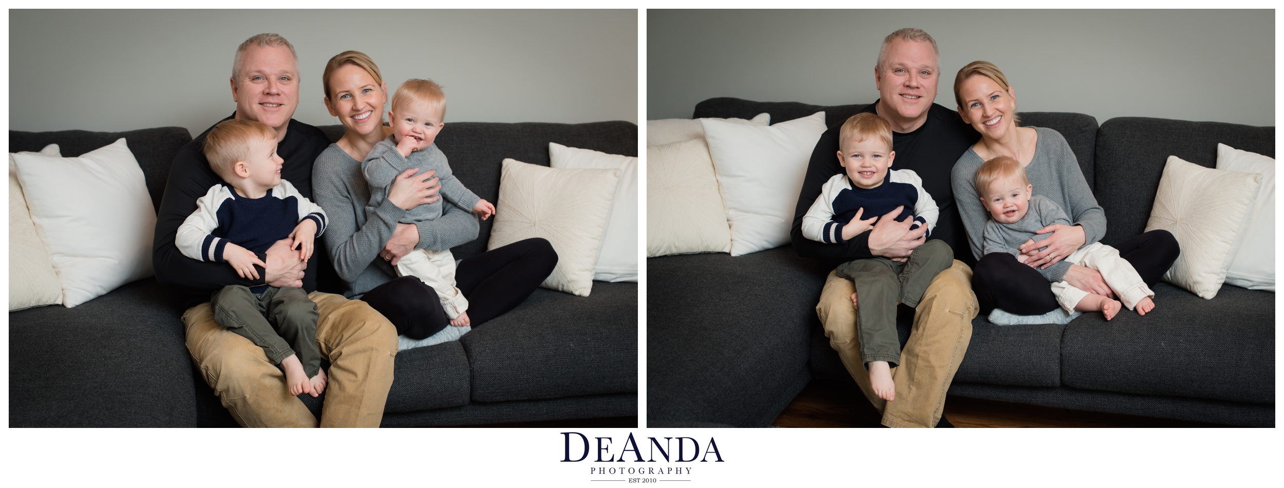 1 year old lifestyle portraits in home with family