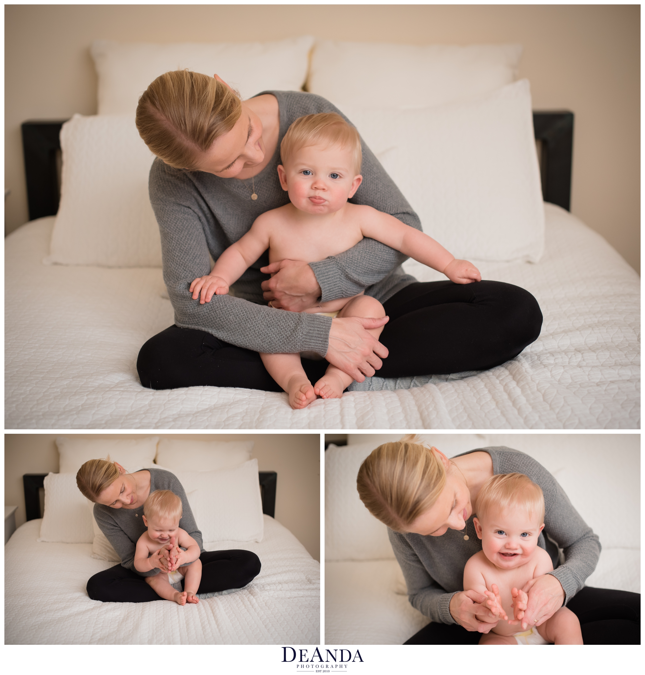 1 year old lifestyle portraits in home with mom