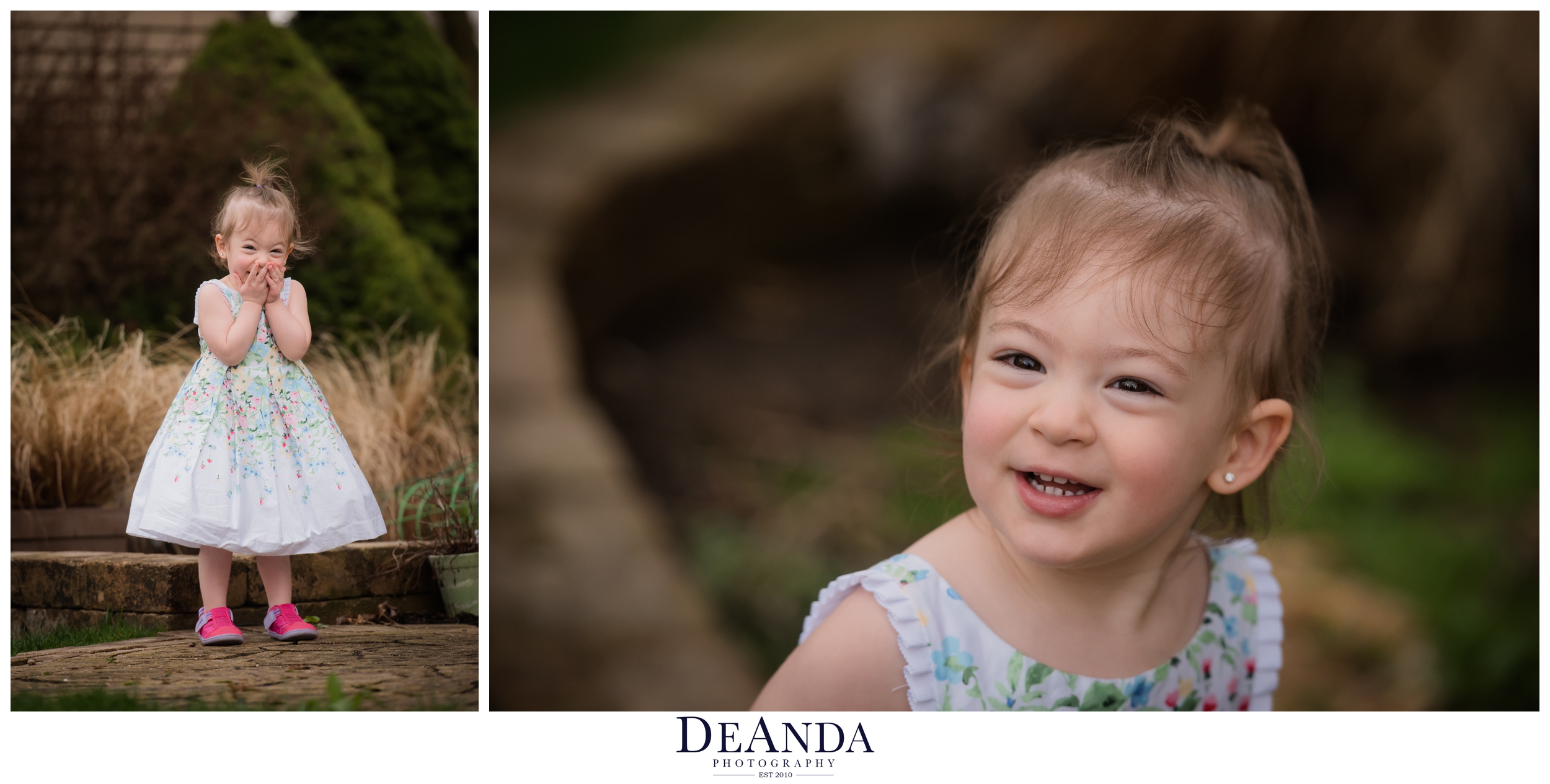 2 year old little girl in floral dress