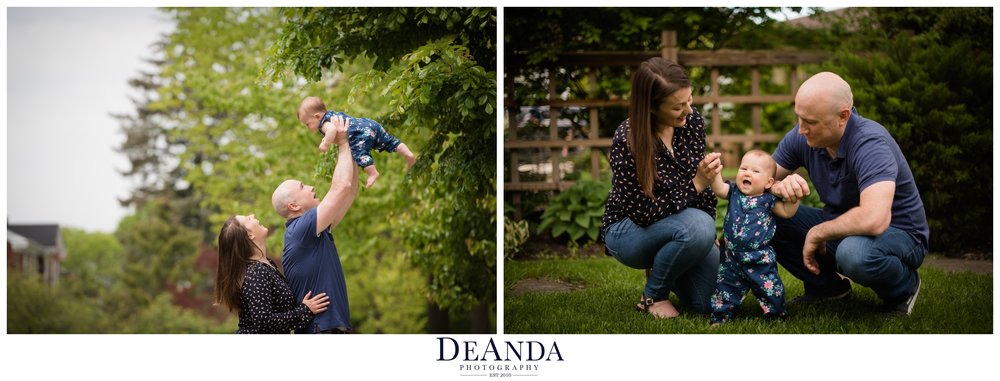 6 month old lifestyle portraits outside western springs