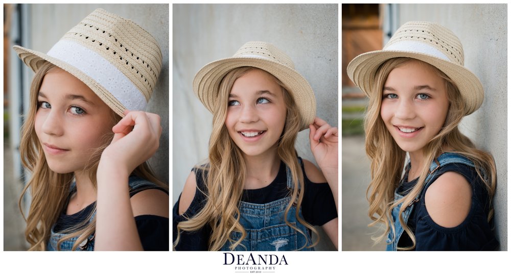 tween model session in hat