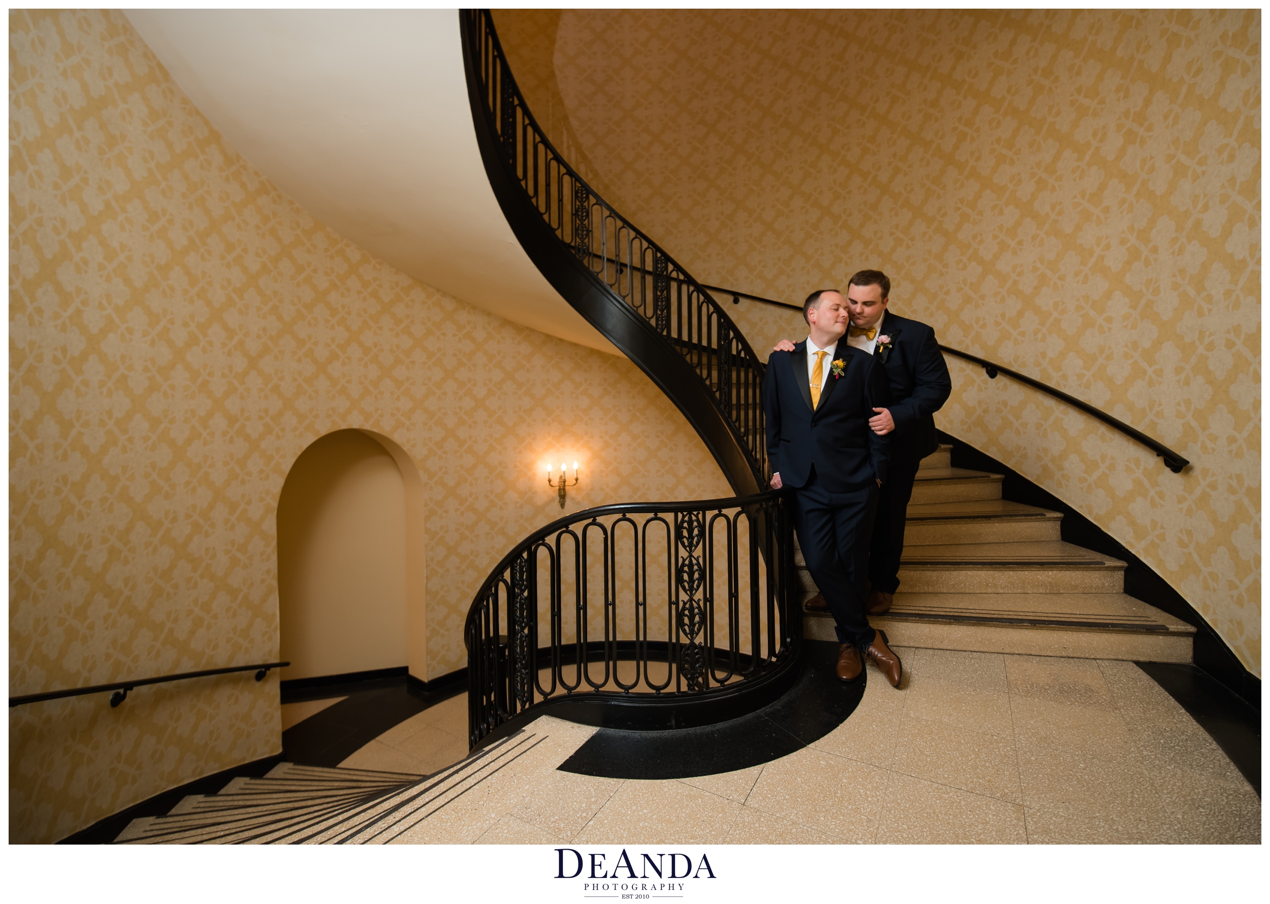 same sex couple wedding day photos in chicago hotel