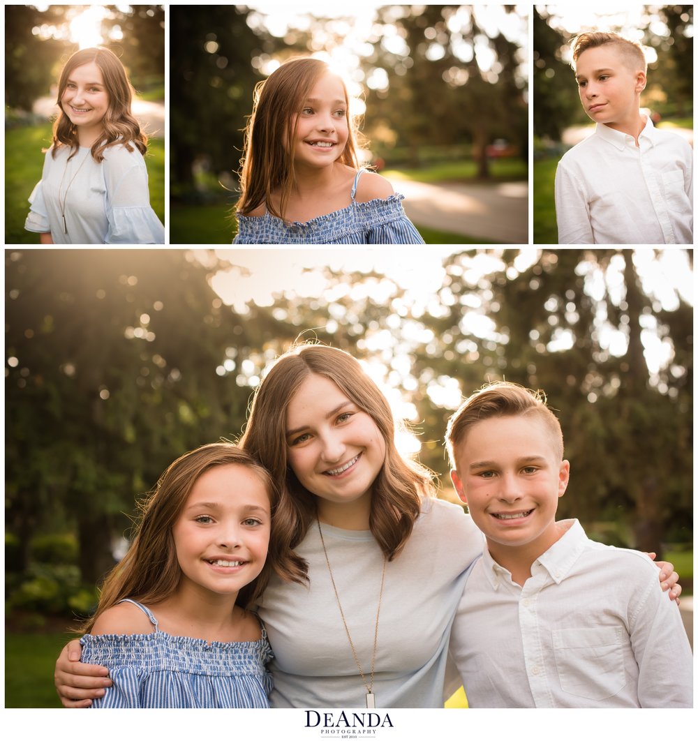 Arlington Heights family photo of kids backlit