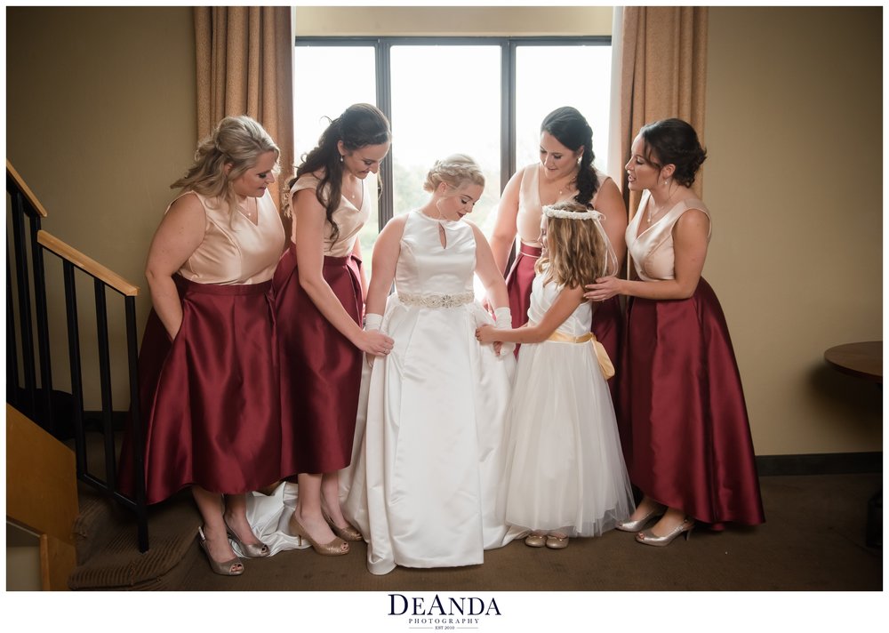 Bride getting ready at Pheasant Run Resort in St.Charles Illinois