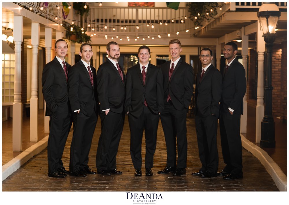 groom with his groomsmen at Pheasant Run Resort in St.Charles Illinois