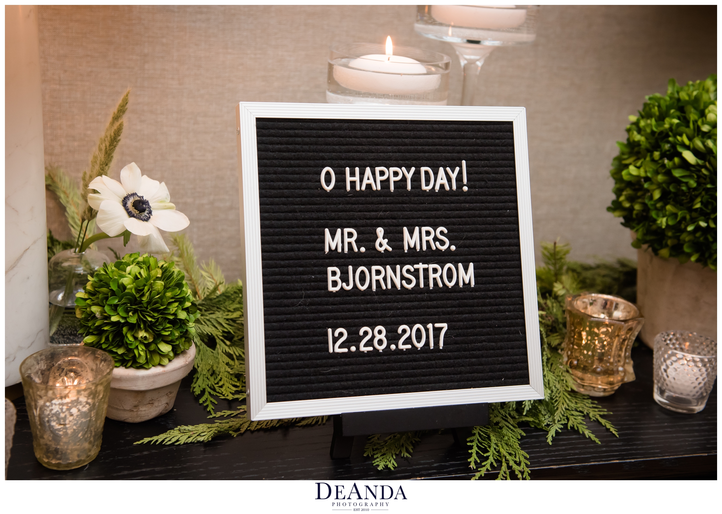 wedding sign at one tree studios chicago